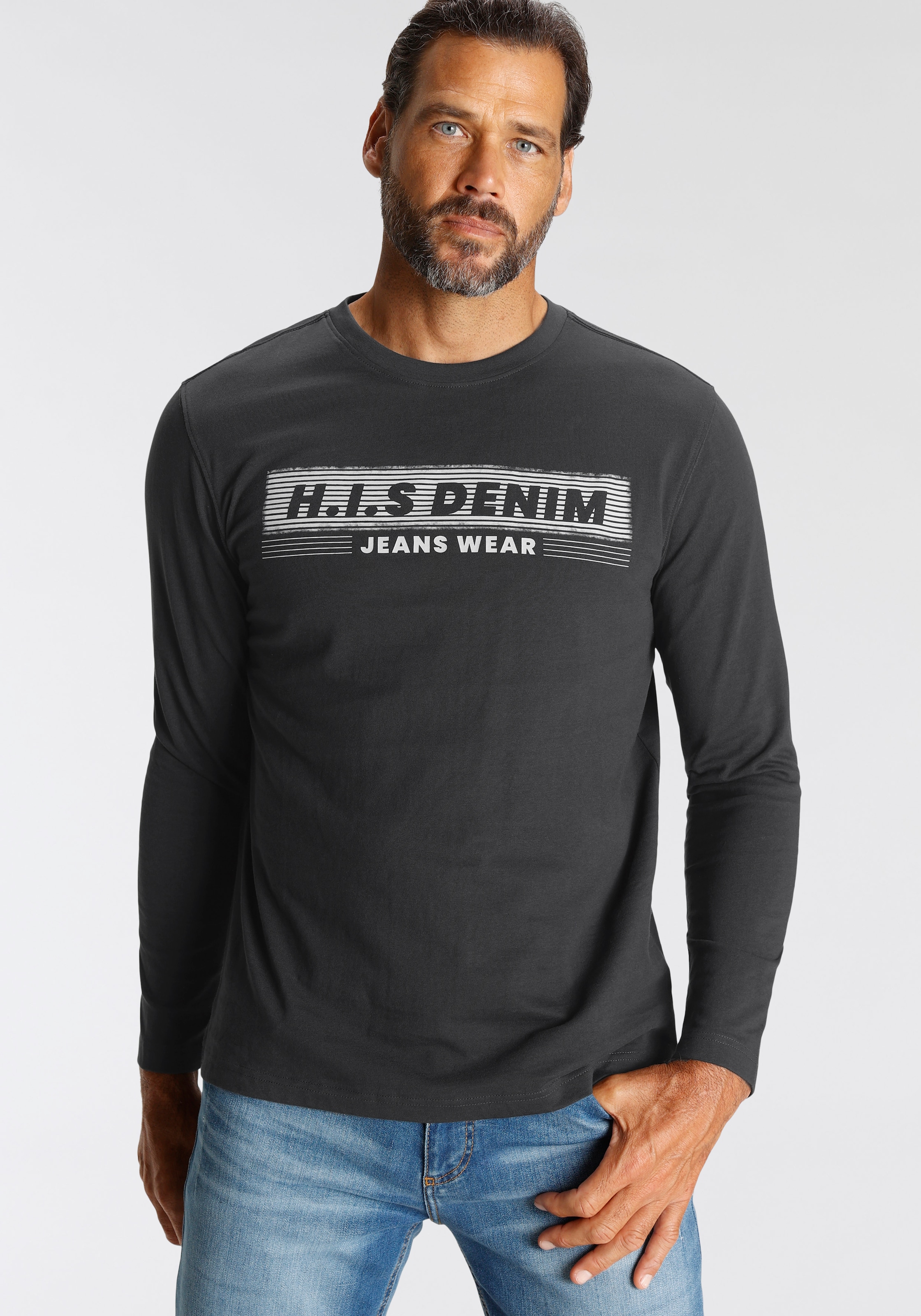 H.I.S Longsleeve, Langarm, bedruckt, Rundhalsausschnitt, für die Freizeit