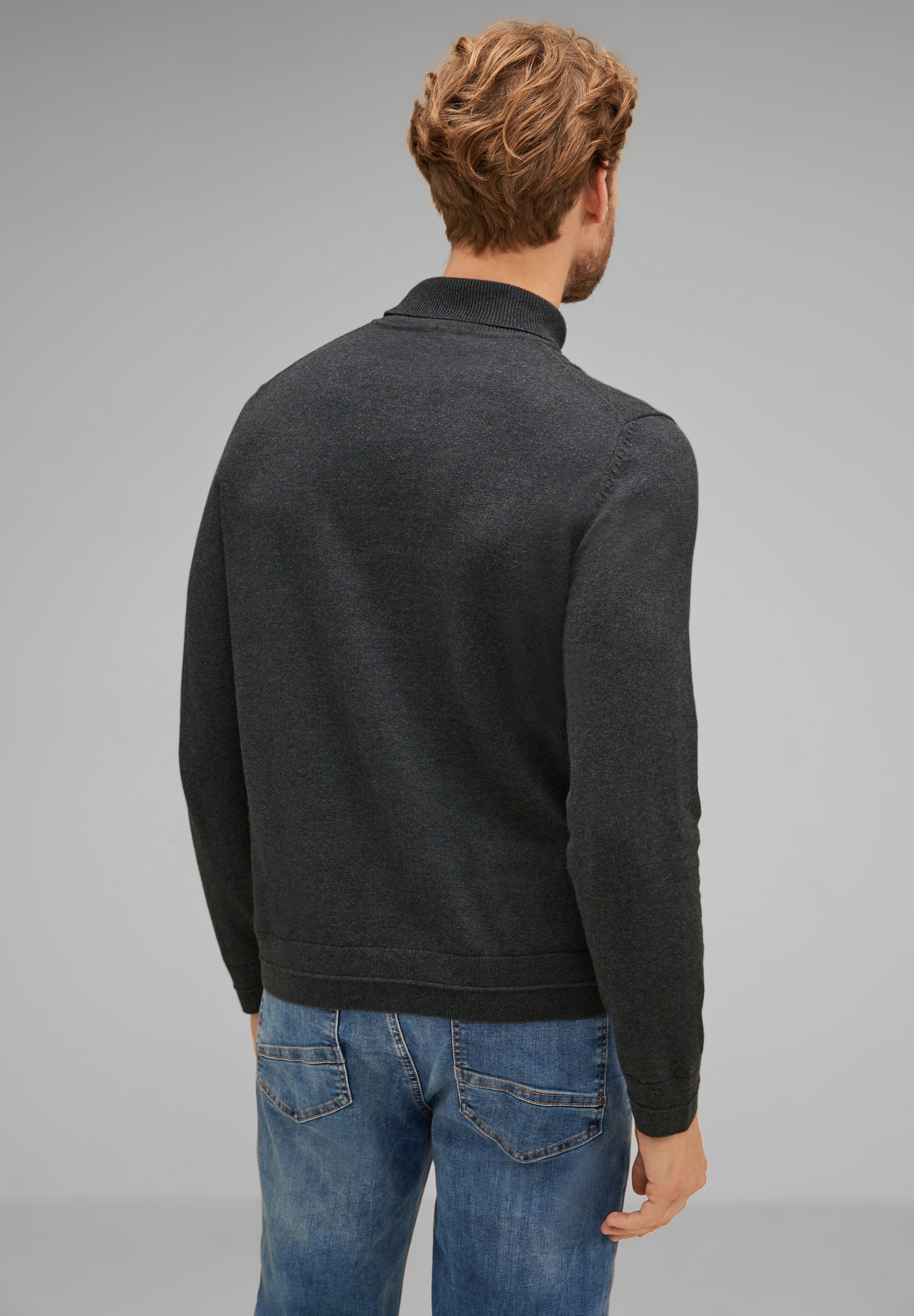STREET ONE MEN Stehkragenpullover, in Melange Optik