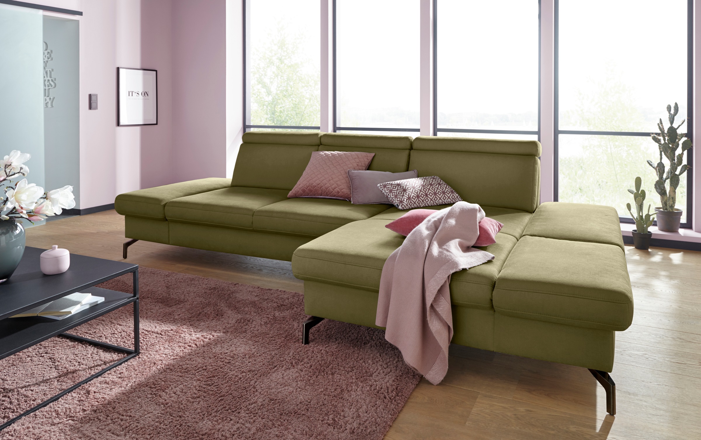 sit&more Ecksofa »Brisbane L-Form«, Fußhöhe 15 cm, inklusive Sitztiefen-, Armteil- und Kopfteilverstellung