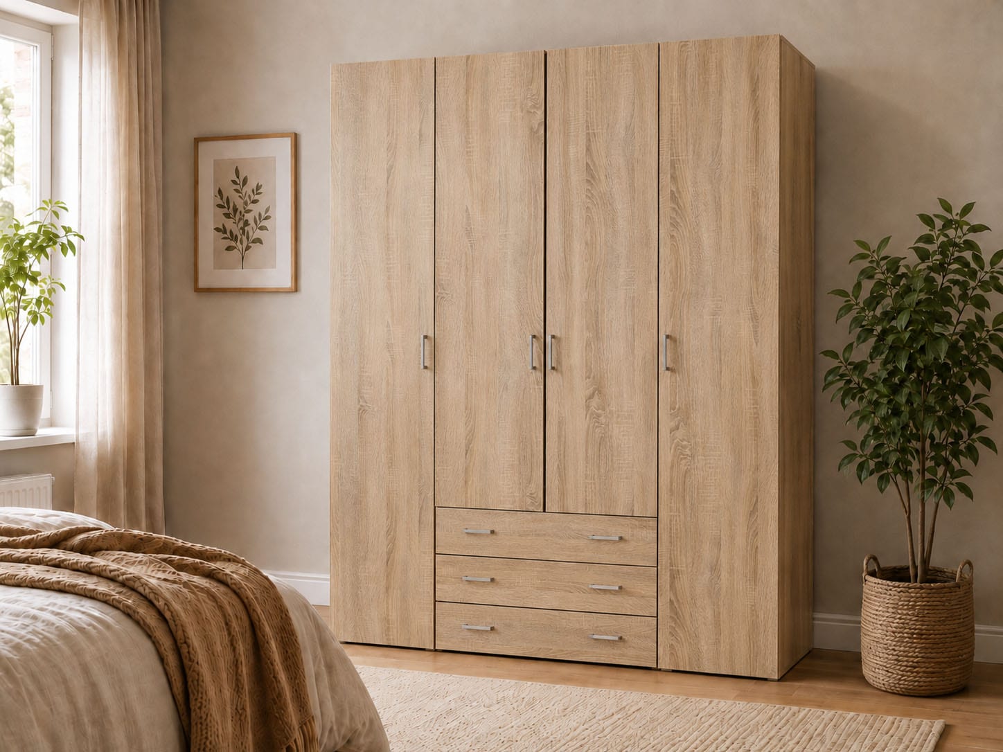 Home affaire Kleiderschrank "Space Drehtürenschrank, Aufbewahrung Kasten Schrank Stauraum" Breite 78, 115,8 oder 154 cm, mit je 3 Schubkästen, innen Einlegeböden