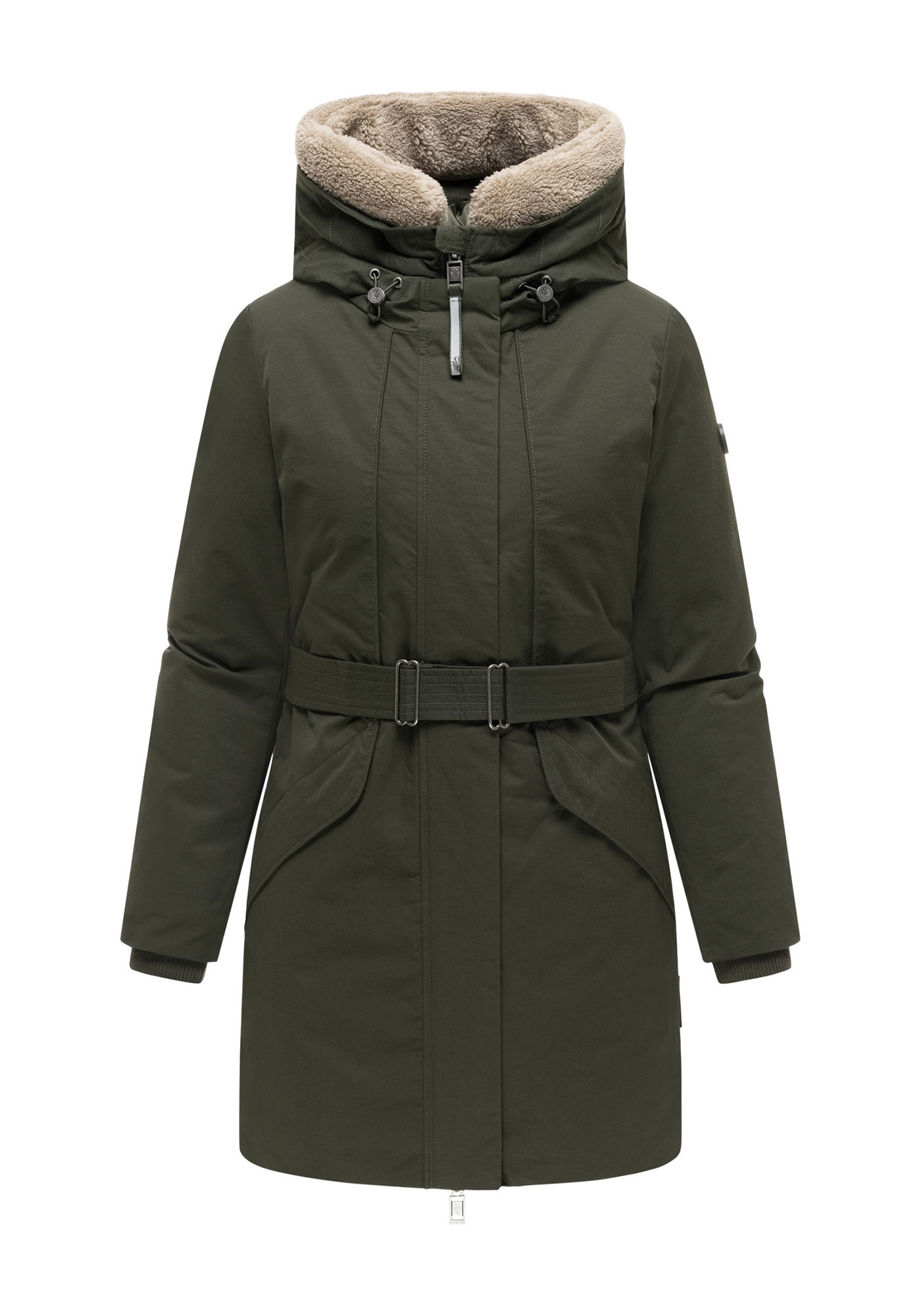 Marikoo »Calistaa« mit Kapuze Warmer Damen Wintermantel mit Taillengürtel und hohem Kragen