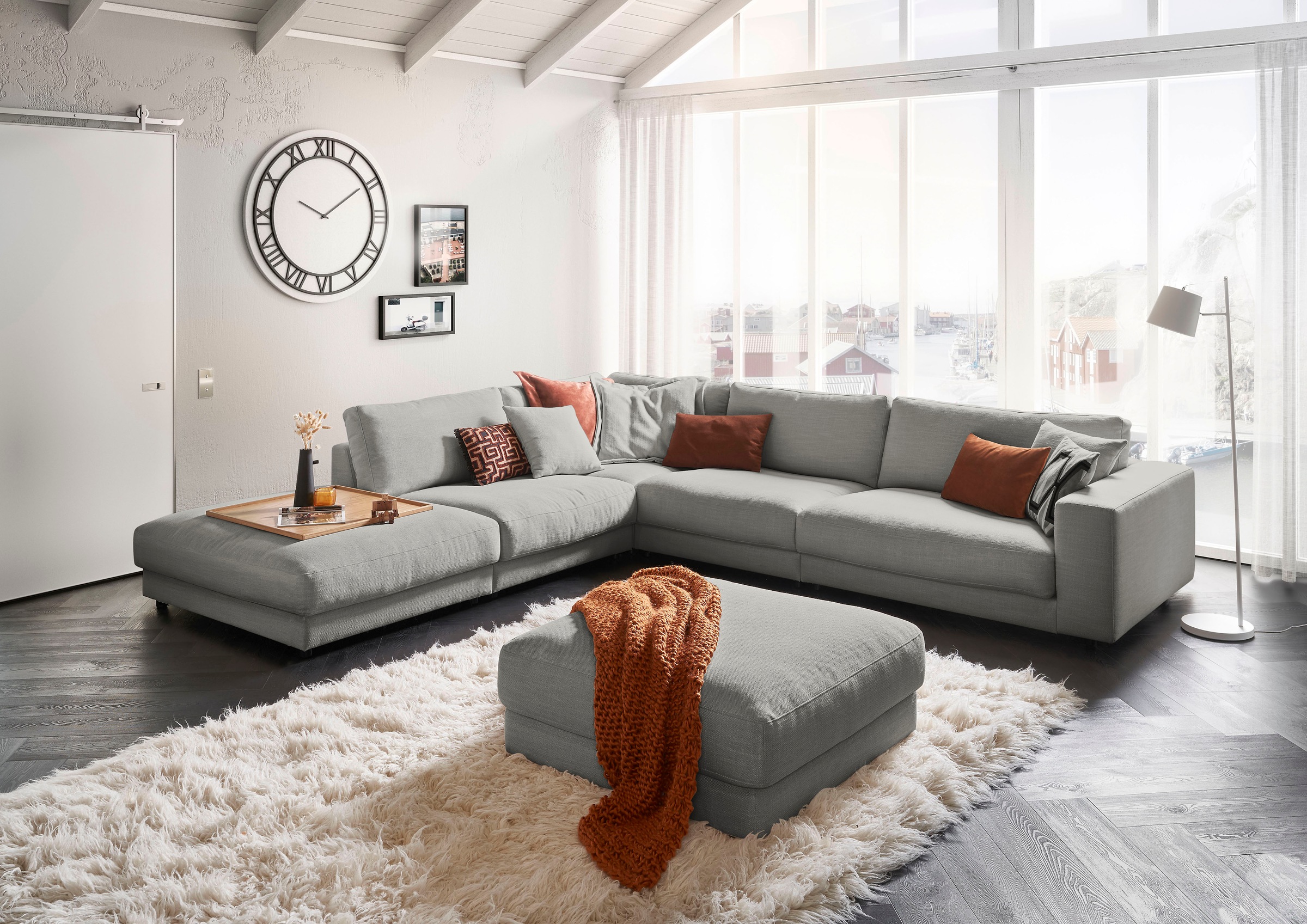 3C Candy Ecksofa »Enisa II, bequem und komfortabel, großes Familiensofa, L-Form«, incl. 3 Flatterkissen, wahlweise mit Flecken-Schutz-Bezug Easy care