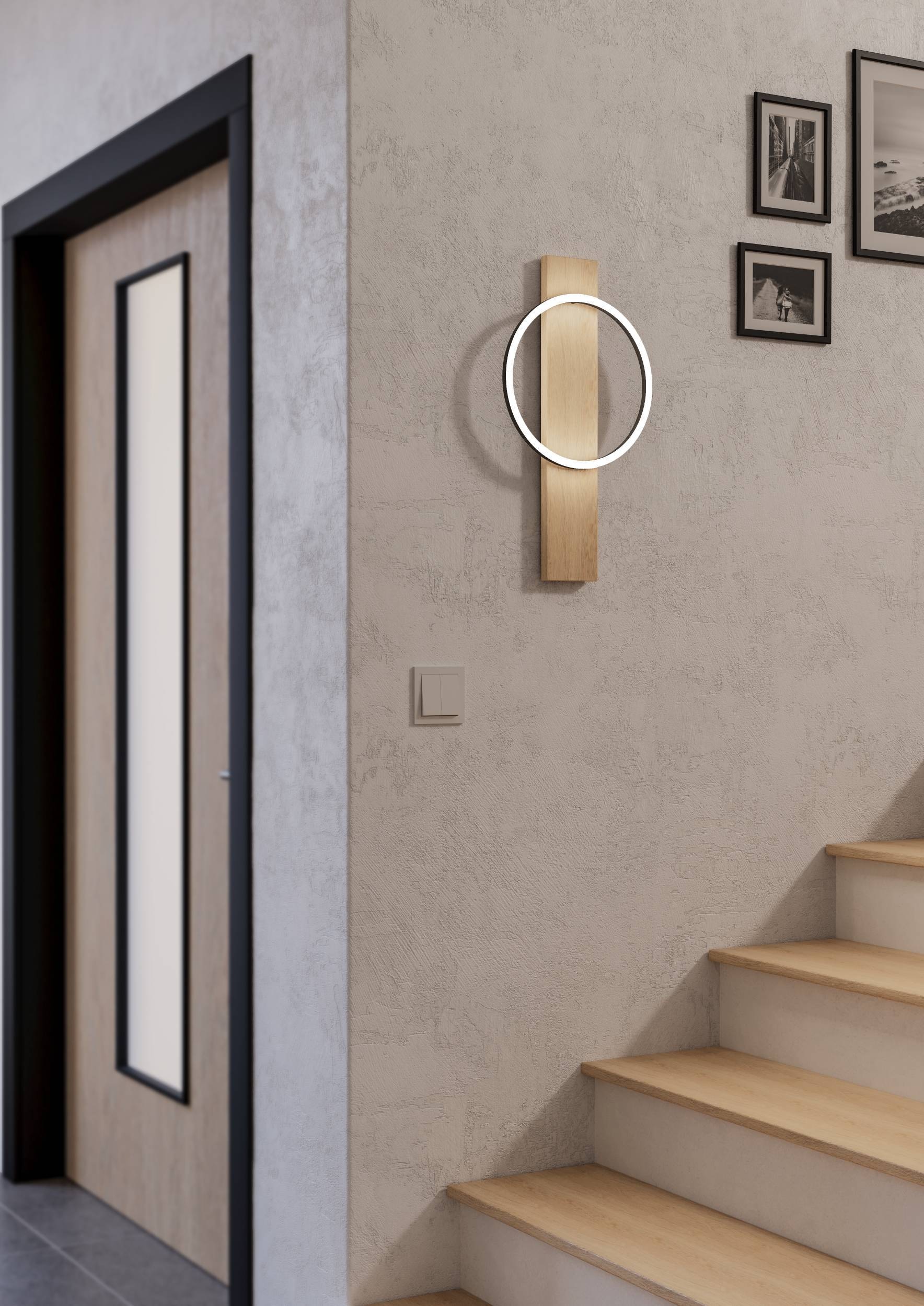 EGLO Wandleuchte »Boyal Wandlampe, FSC zerifiziert, Holz, Metall, Flurlampe, Lampe« LED-Modul 1 Stk. Warmweiß