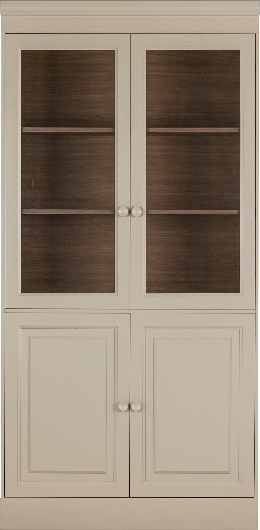 WOOOD Vitrine "Chow Kiefernholz mit Glastüren und Sierleisten H 215 x B 105 x T 40 cm" Elegante Details, Einfach zu montierbar, Pfleigleicht