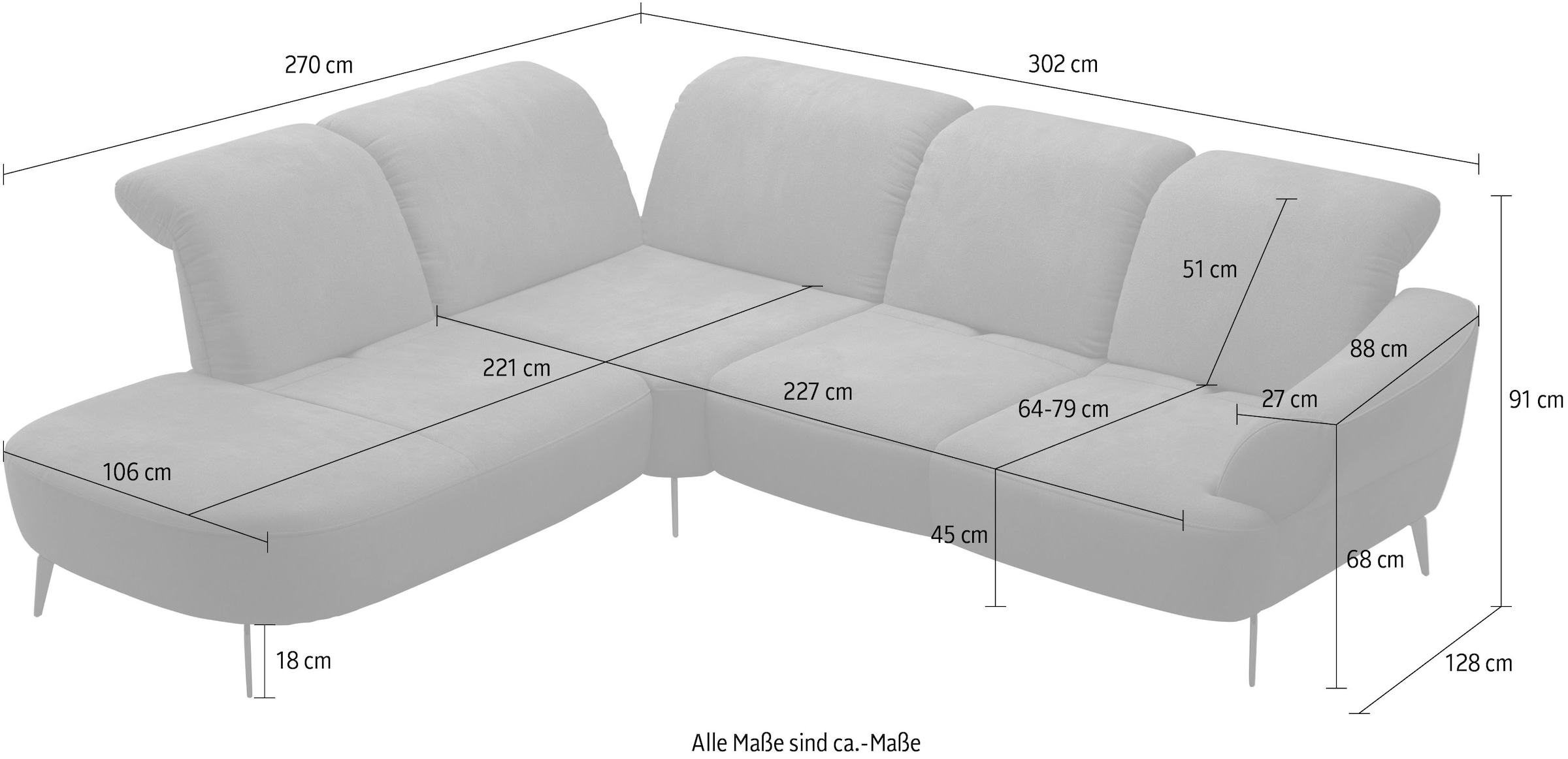 sit&more Ecksofa »Dance«, inkl.System Click&Seat und Sitztiefenverstellung
