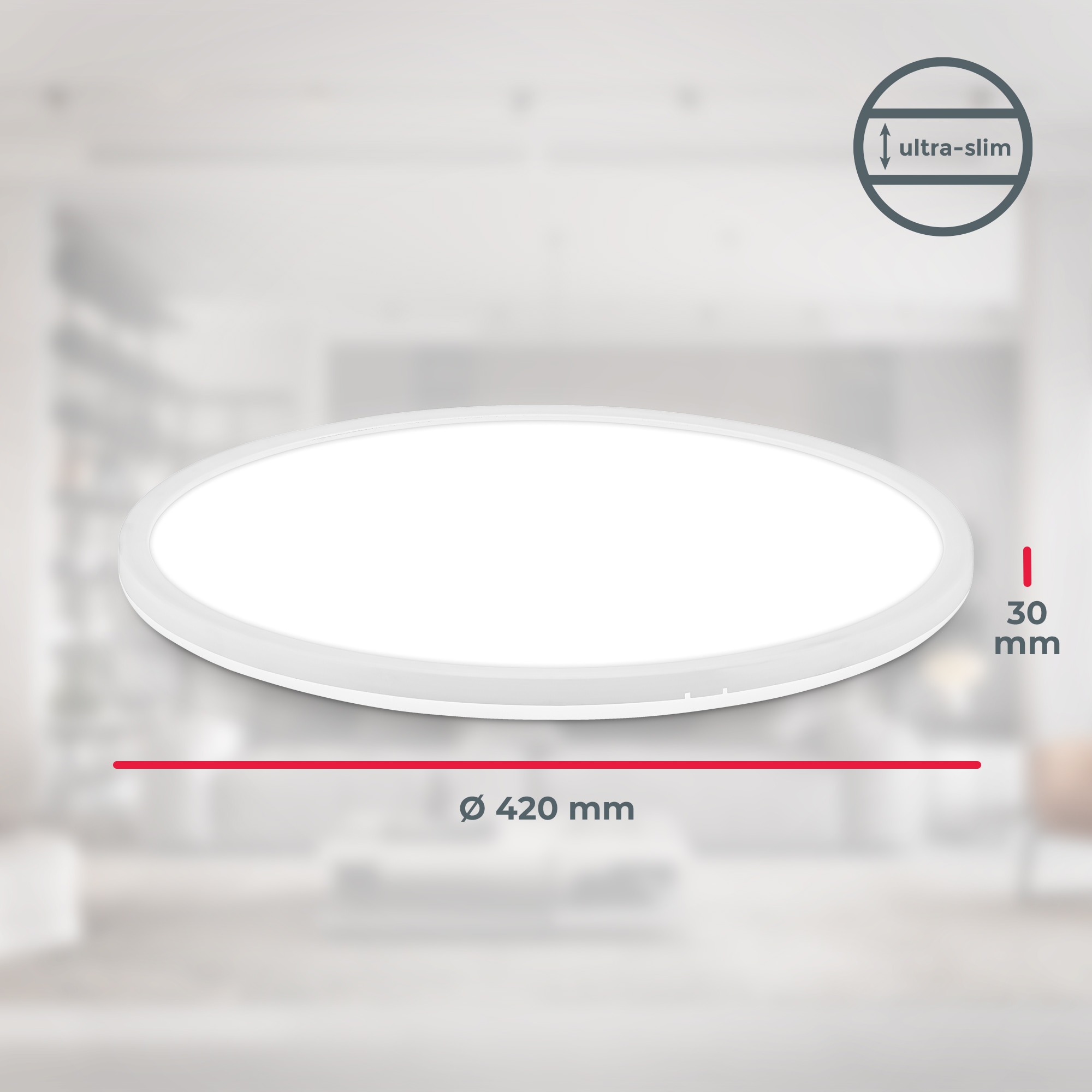 B.K.Licht LED Deckenleuchte »BKL1600 Ultraflache Deckenlampe, LED Panel mit Backlight«, 1 flammig, Leuchtmittel LED-Modul | LED fest integriert, 4.000K, 3.000 Lm, 22W, indirekte Hintergrundbeleuchtung, ⌀42cm, Weiß