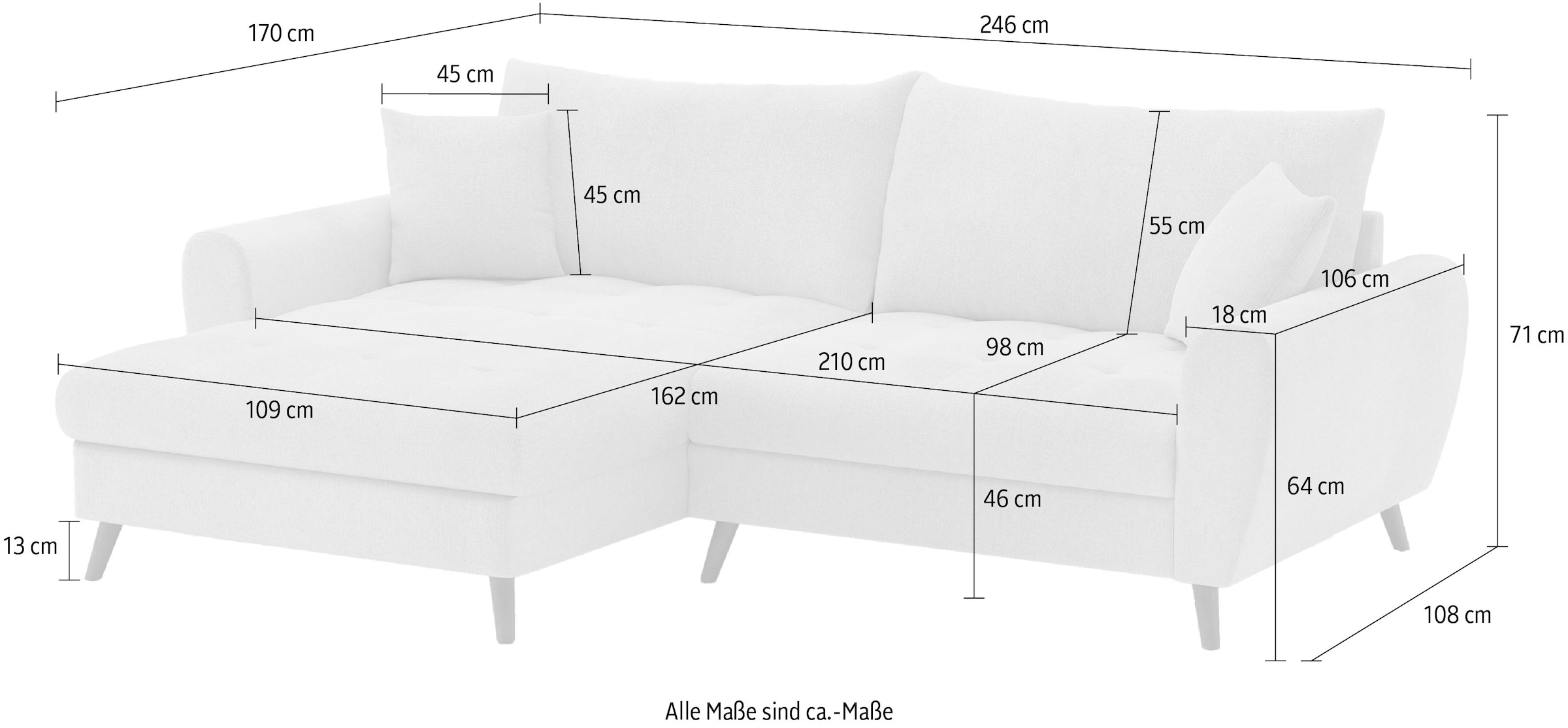 Mr. Couch Ecksofa »Blackburn II, L-Form«, Mit Kaltschaumpolsterung bis 140 kg belastbar