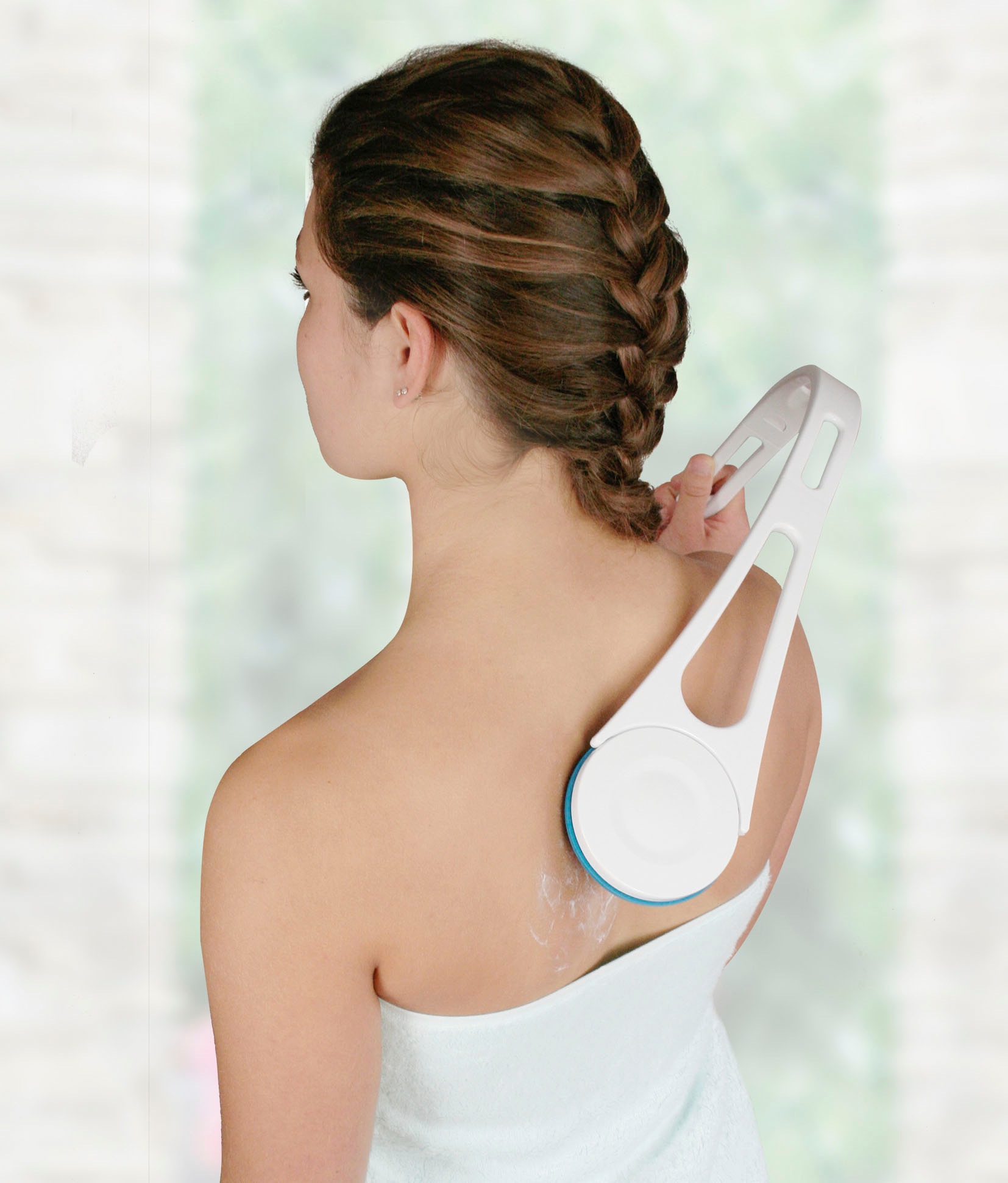 Hydas Rückencremer »Easy Free mit teilbarem U-Griff, erreicht mühelos alle Körperpartien«, Für Bodylotion, Sonnencreme, Duschgel. Mit extra Duschschwamm
