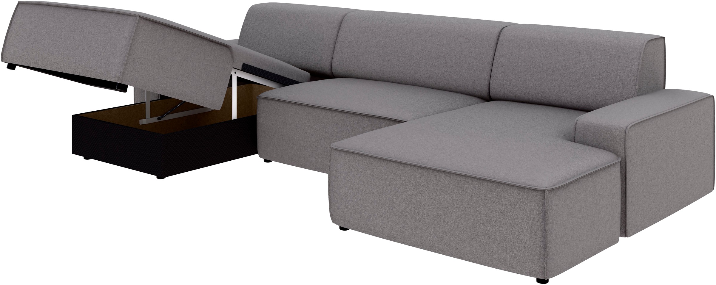 TRENDMANUFAKTUR Wohnlandschaft »Graz, wahlweise mit Sitzvorschub und Bettkasten, U-Form, Breite 329 cm«, in Cord-, haustierfreundlichem LEO Struktur- oder LUMOS-3D-Bezug