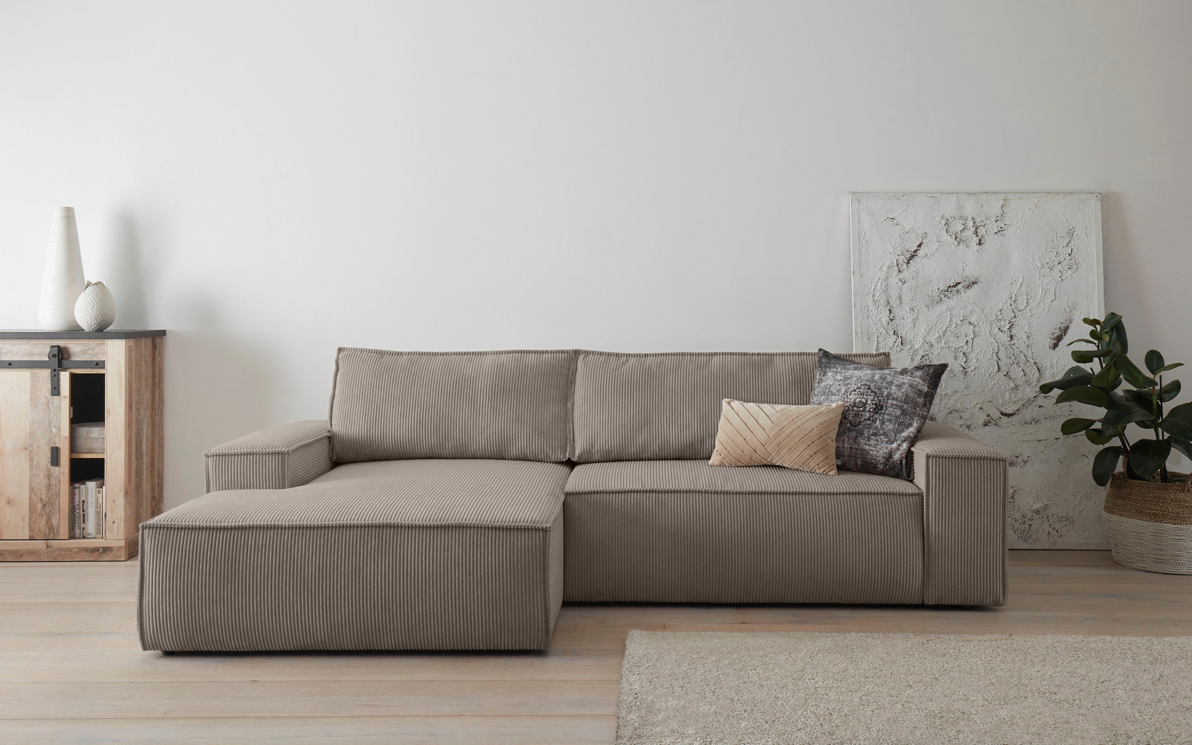 Home affaire Ecksofa "SHERWOOD Schlafsofa 267 cm, L-Form," Schlaffunktion m günstig online kaufen