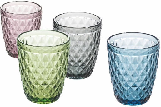 Villa d'Este Gläser-Set »Diamond«, (Set, 4 tlg.), Wassergläser-Set, 4-teilig, Inhalt 240 ml