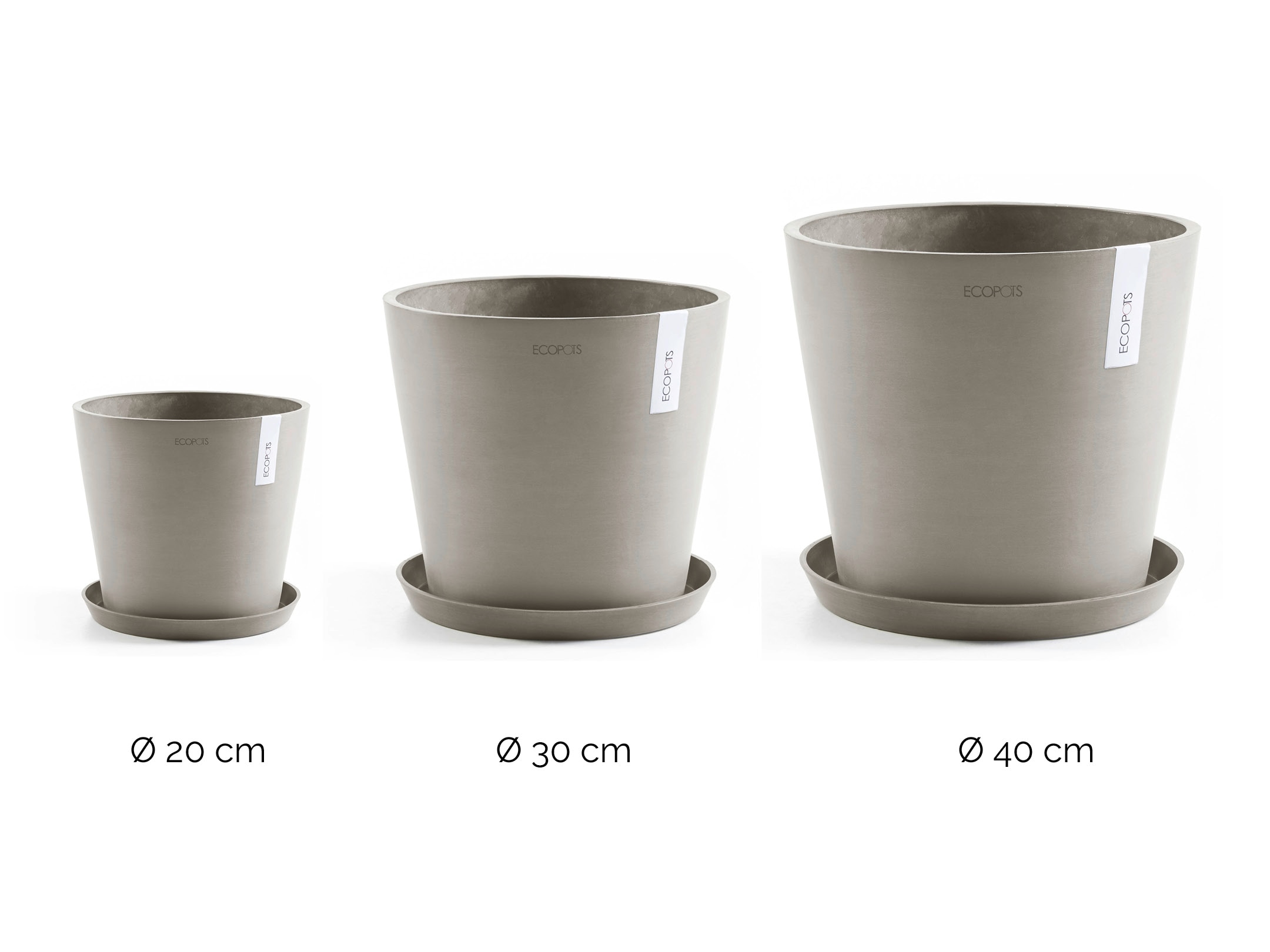 ECOPOTS Blumentopf »Amsterdam«, (Set, 3 St.), verschiedene Größen mit passendem Untersetzer
