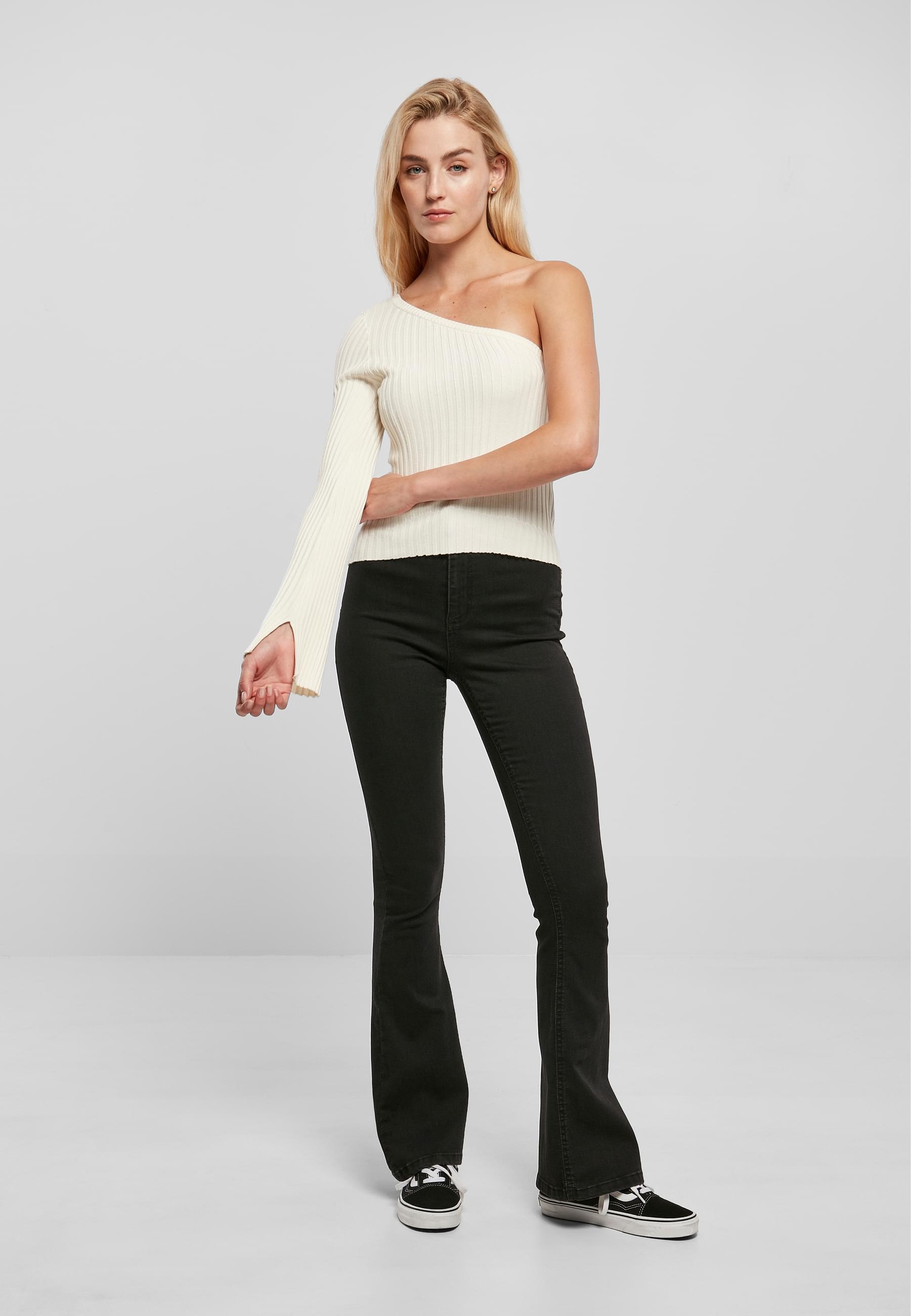 URBAN CLASSICS Rundhalspullover »Urban Classics Damen Ladies Short Rib Knit One Sleeve Sweater«, (1 tlg.)