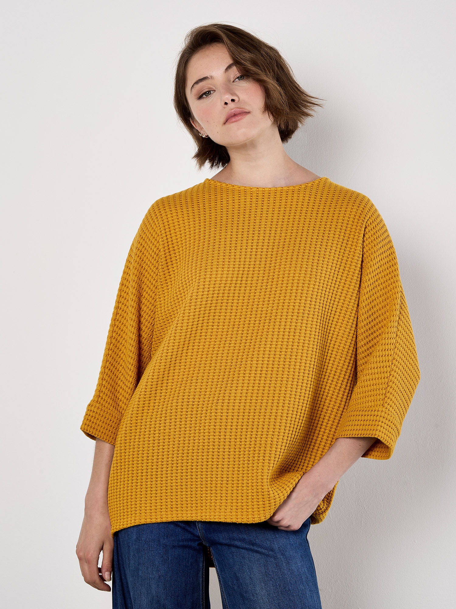 Apricot Strickpullover "Oversized-Pullover" in Waffeloptik