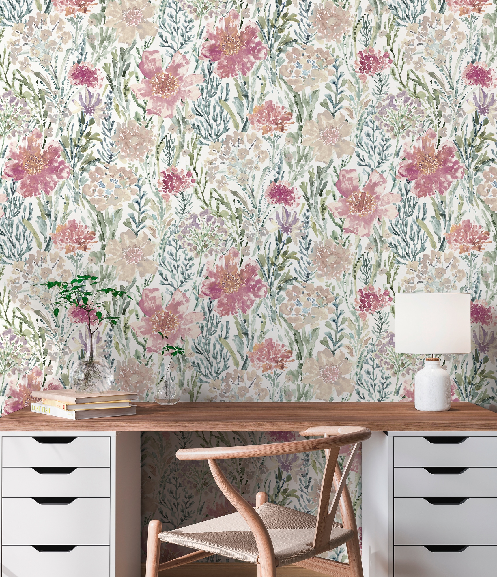 A.S. Création Vliestapete »Aquarell Dreams Blumen-Tapete Mustertapete Aquarellfarben Blumen«, matt, Vliestapete Landhaus für Schlafzimmer Küche Wohnzimmer Blumen Design