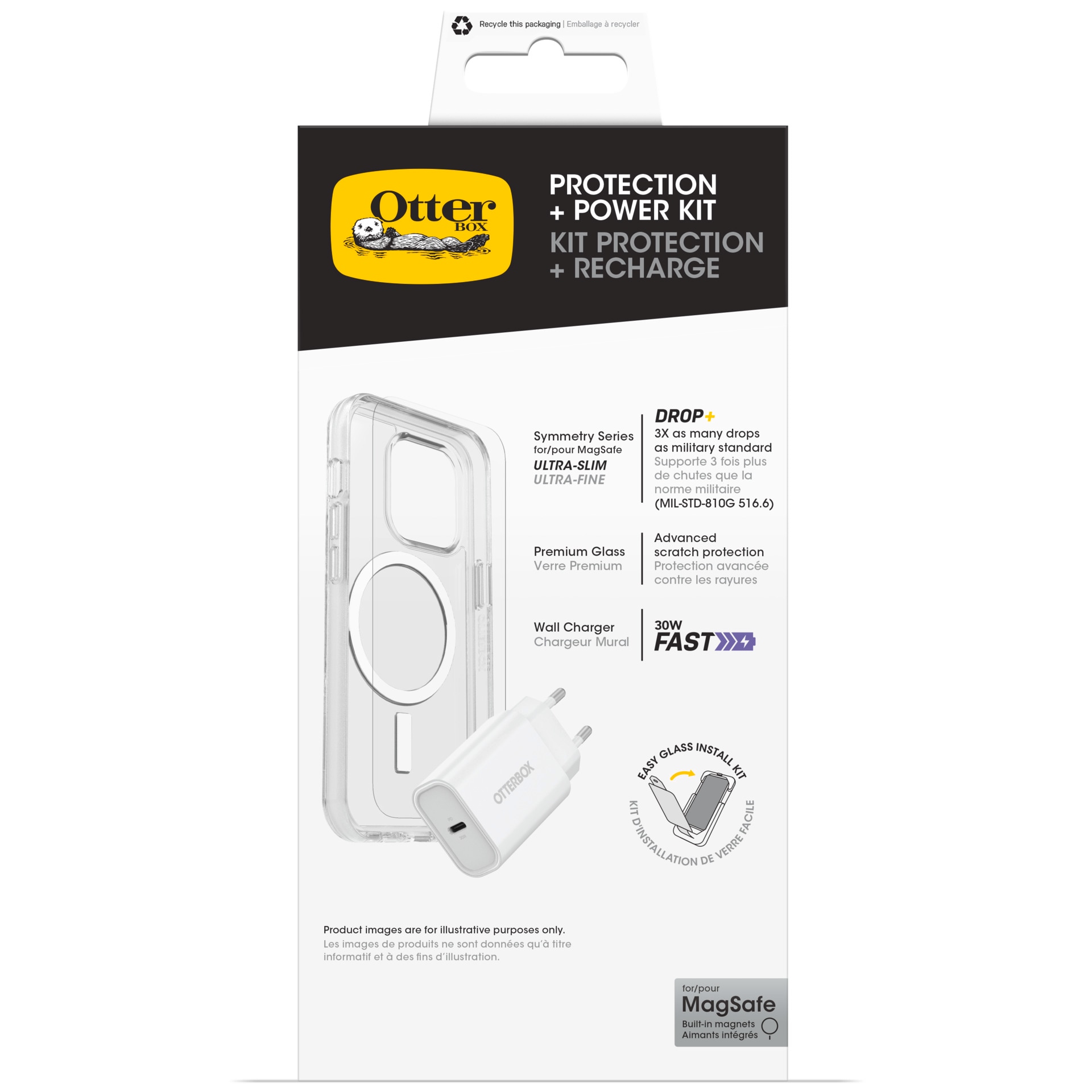 Otterbox Handyhülle »Protection + Power Kit für Apple iPhone 16 Pro«, Backcover, Schutzhülle, Displayschutzglas, Ladegerät