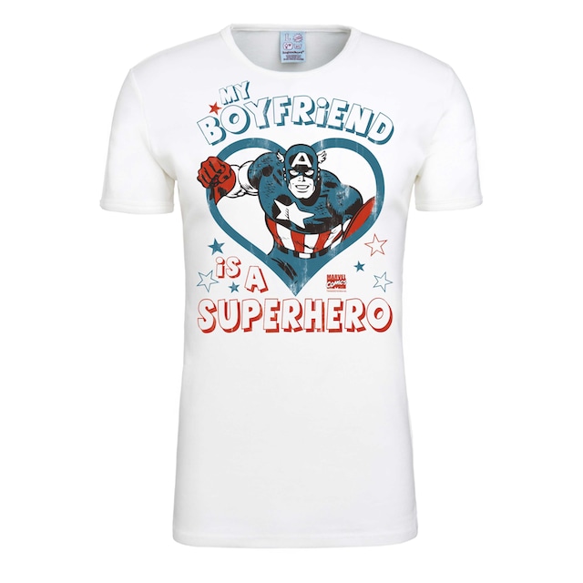 LOGOSHIRT T-Shirt »Marvel - My Boyfriend Is A Superhero«, mit lizenzierten  Originaldesign online bestellen | BAUR