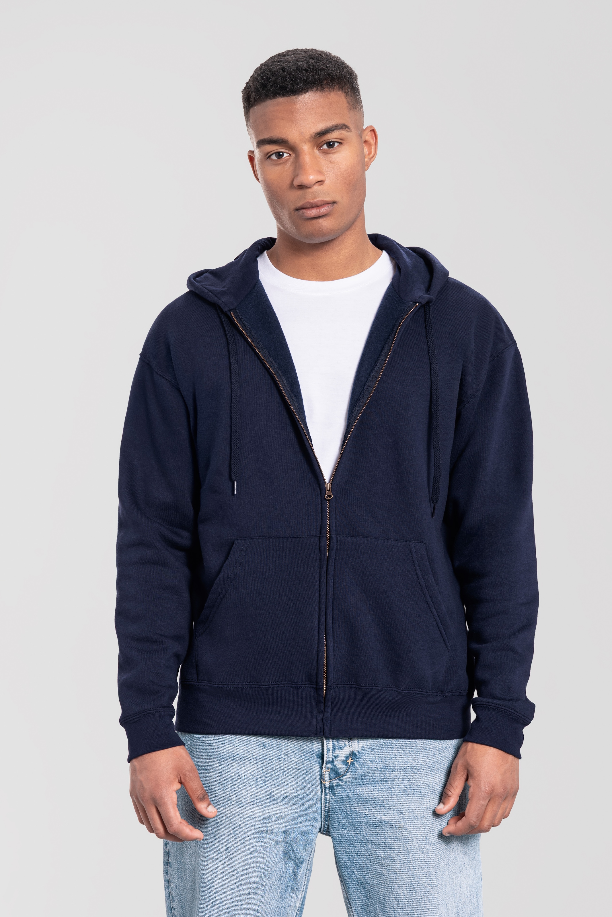 Fruit of the Loom "Iconic Premium Hooded Sweat Jacket" mit Kordelzug, meliert, normal geschnitten