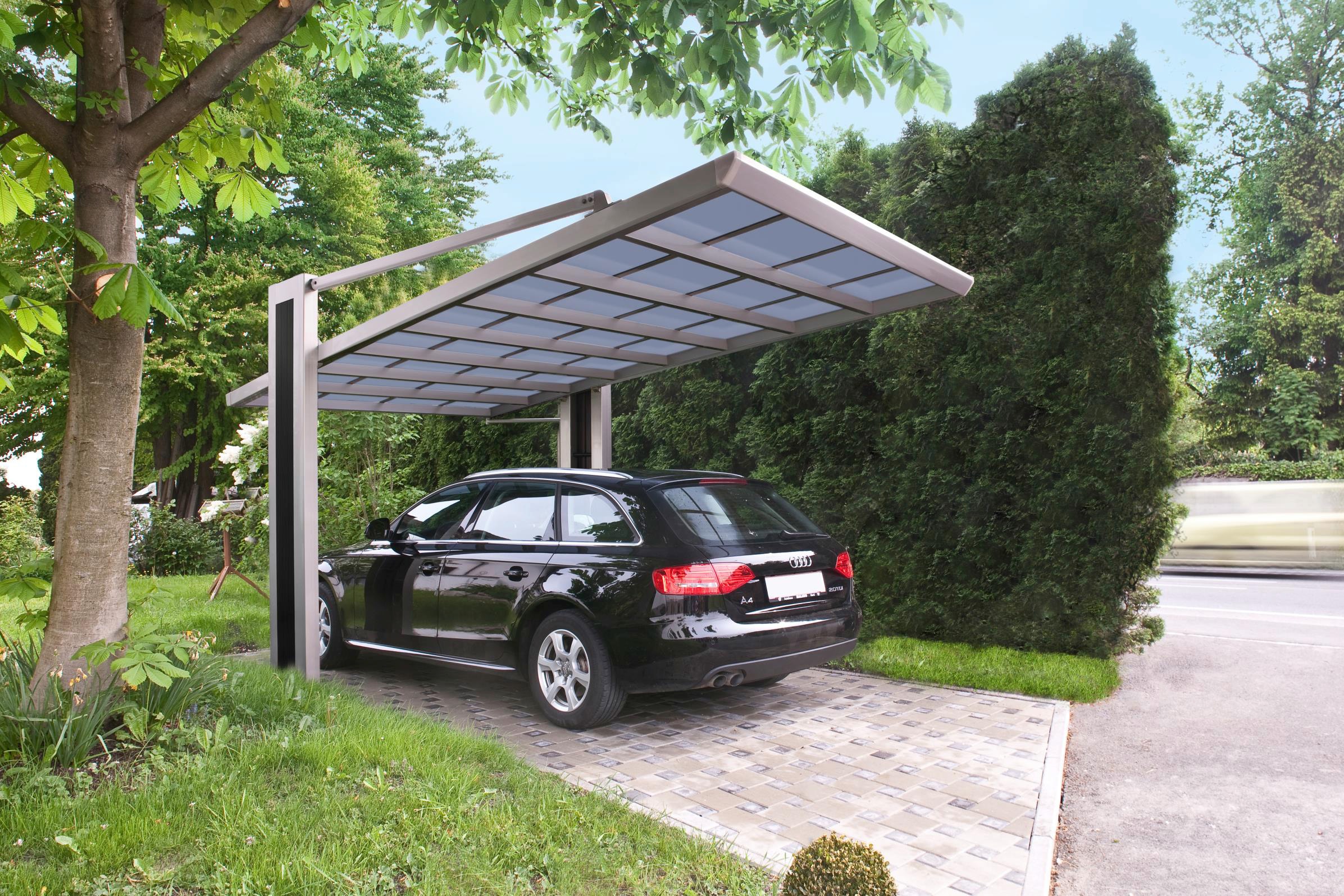 Ximax Einzelcarport "My-Port Typ 3050 Typ 60 Sonderhöhe-Edelstahl-Look", Aluminium, 258 cm, edelstahlfarben, Aluminium