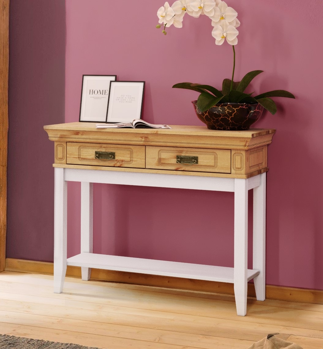 OTTO home Nachttisch "Vinales; Konsolentisch, Beistelltisch ideal für Boxspringbetten" Made in Europe, aus massiver Kiefer, mit Fräsungen, FSC zertifiziert