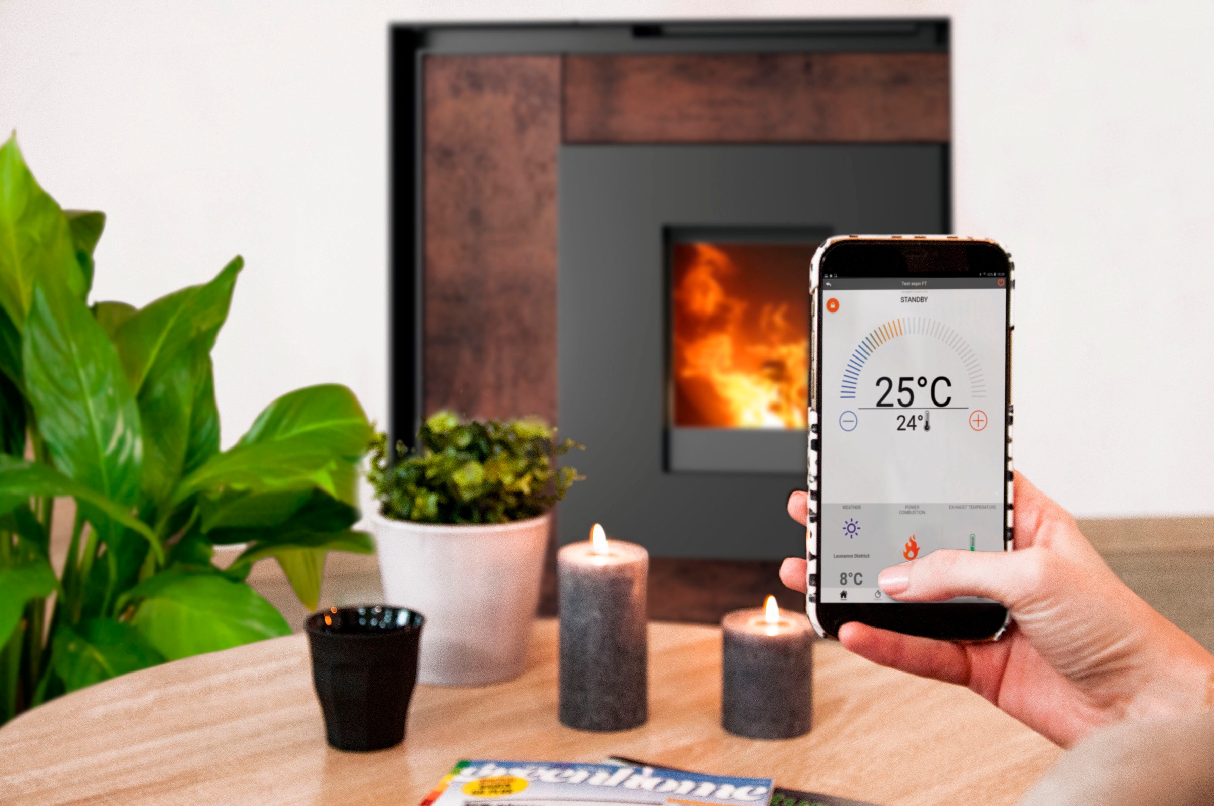 Thumbnail - Oranier Pelletofen ""Neta" Taupe" Anschluss oben