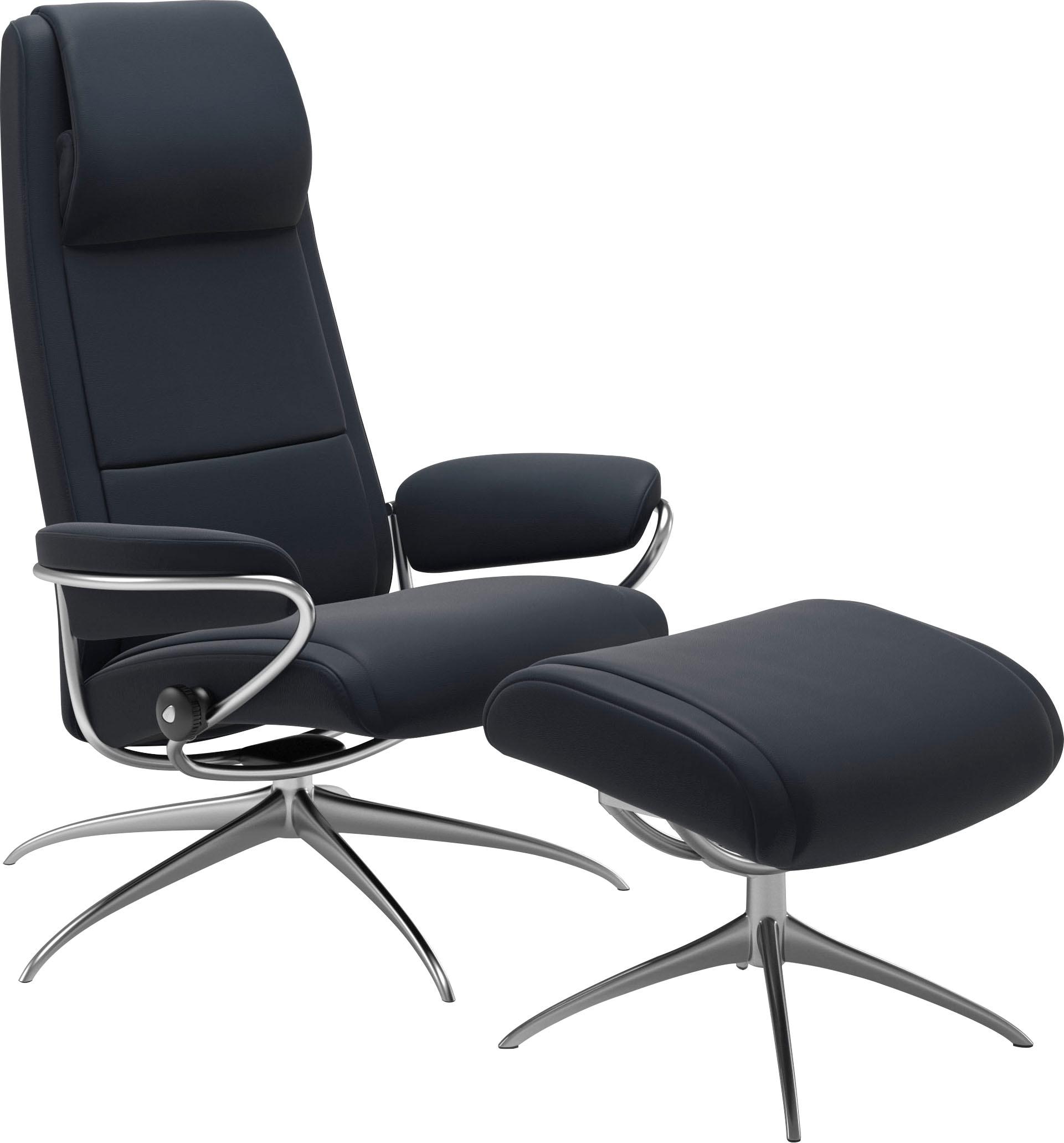 Stressless Relaxsessel "Paris", (Set, Relaxsessel mit Hocker), mit Hocker, High Back, mit Star Base, Gestell Chrom