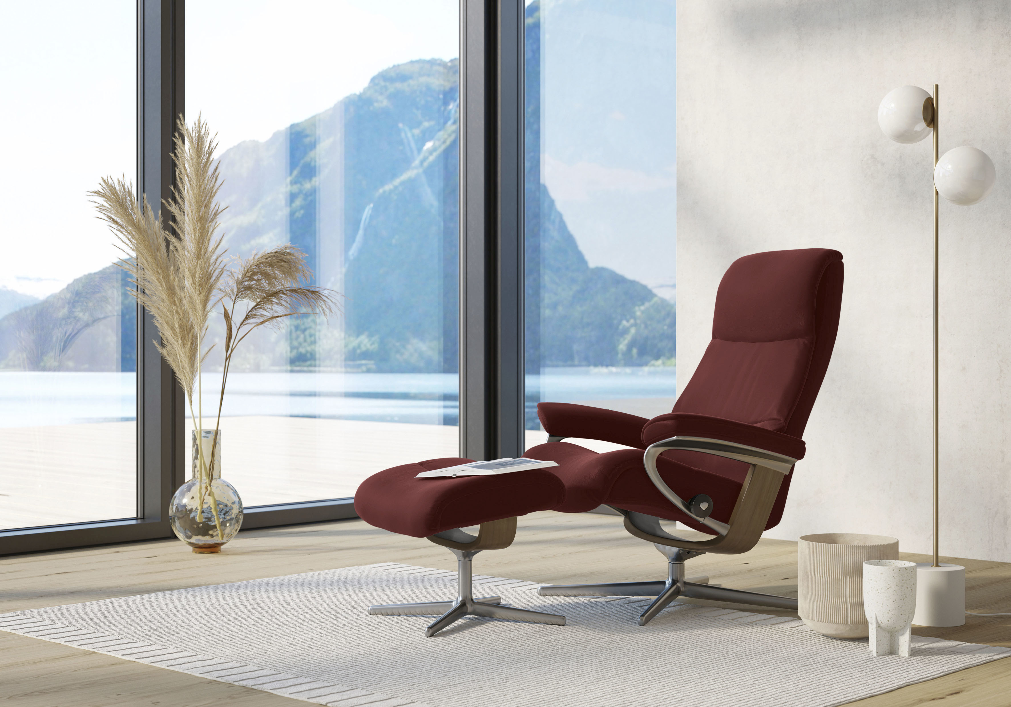 Stressless Relaxsessel "View" mit Cross Base, Größe S, M & L, Holzakzent Eiche