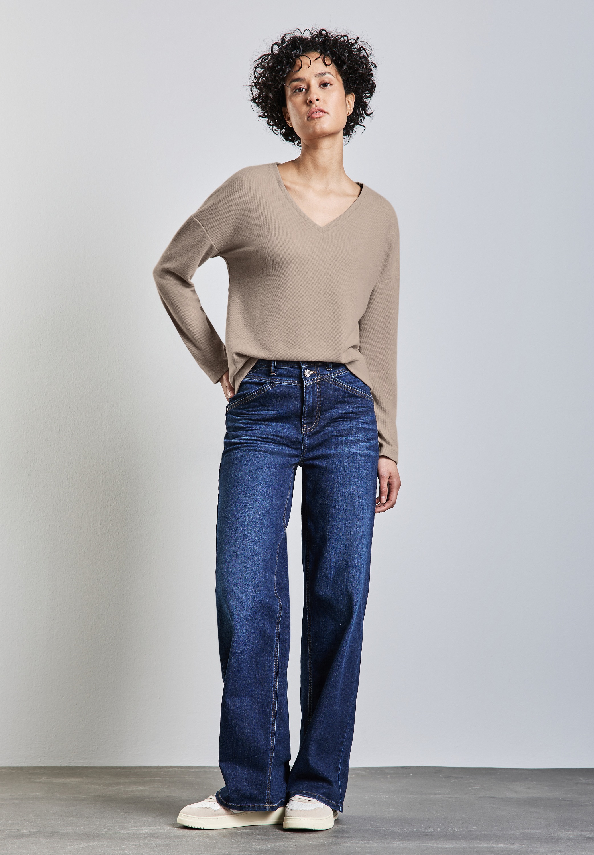 STREET ONE Langarmshirt, aus softem Materialmix