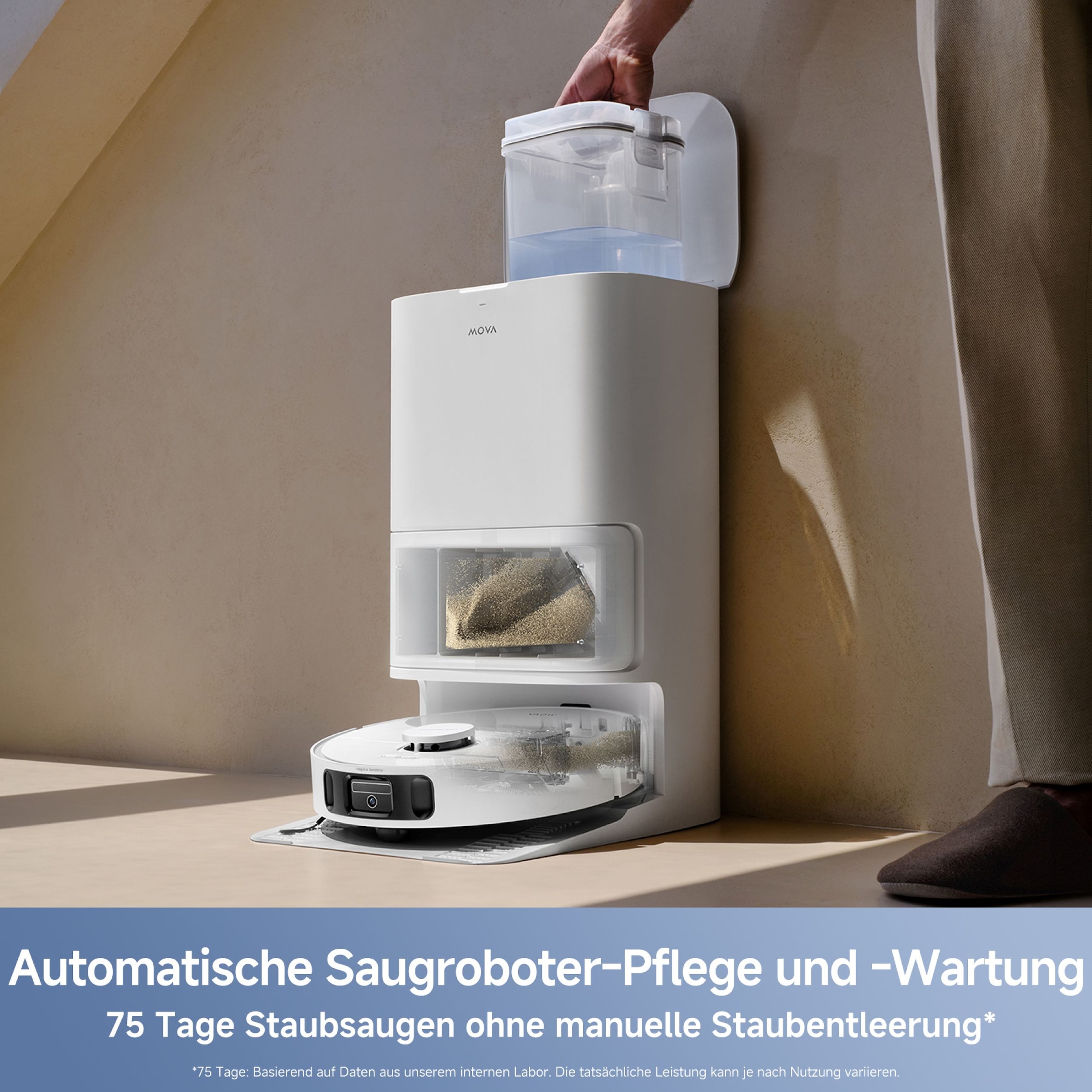 Mova Nass-Trocken-Saugroboter »E40 Ultra«, 75 Tage saugen ohne Aufwand, Teppicherkennung, 19.000Pa Saugkraft