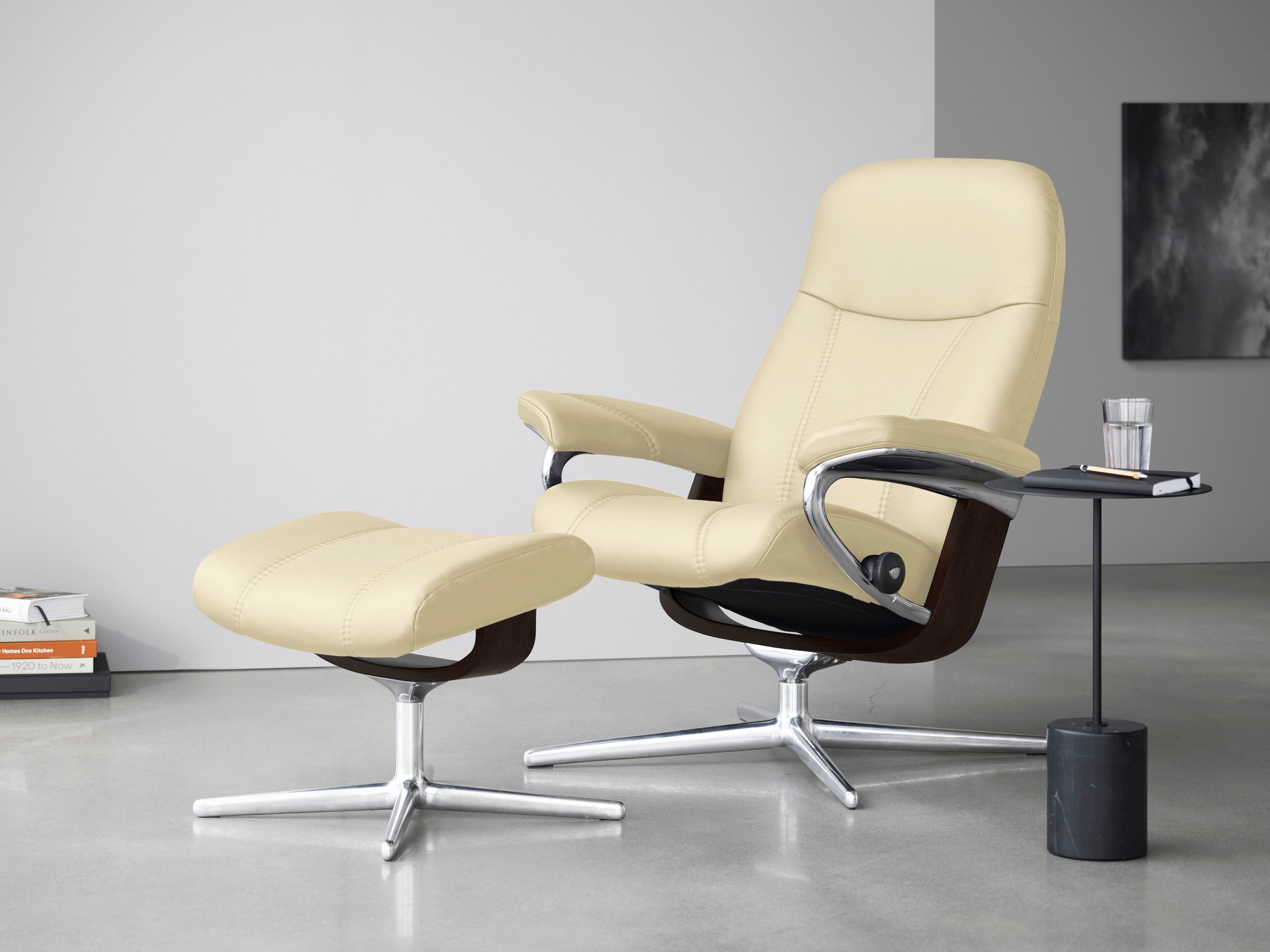 Stressless Fußhocker "Consul", mit Cross Base, Größe S, M & L, Holzakzent Braun