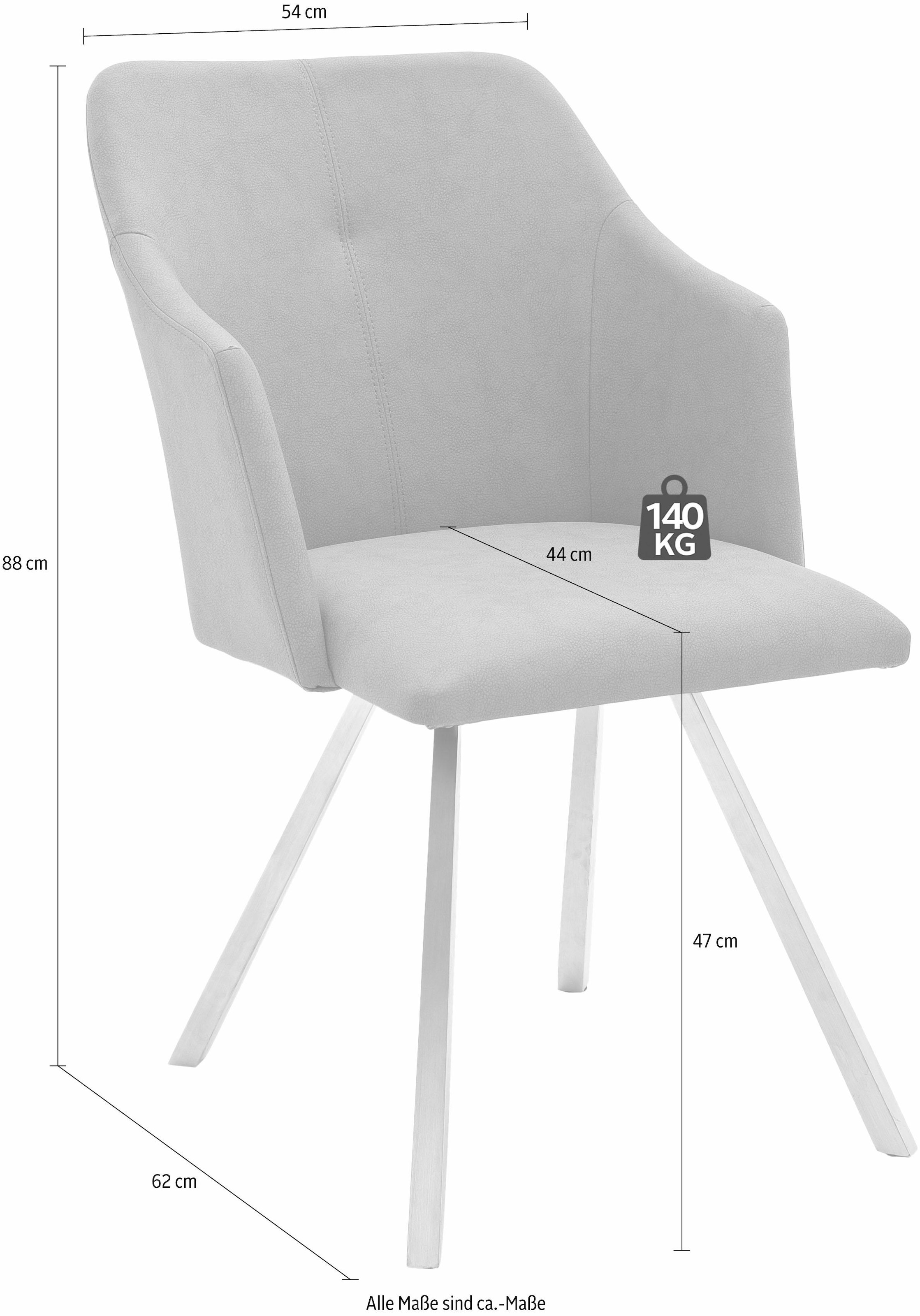 MCA furniture Esszimmerstuhl »Madita 4 Fuß Stuhl B-eckig«, (Set), 2 St., Velours in Lederoptik, Stuhl belastbar bis max. 140 kg