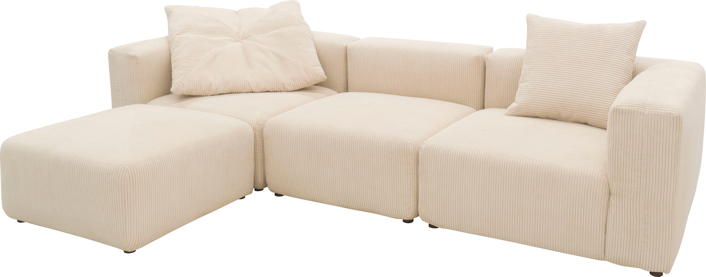 RAUM.ID Ecksofa »Gerrid L-Form«, Cord-Bezug, Modulsofa, bestehend aus Eck- und Mittelelement + Hocker