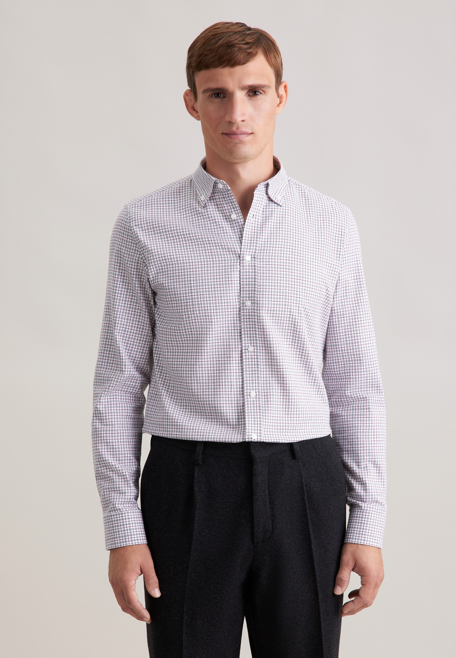 seidensticker "Schwarze Rose" Slim 1/1 Button-Down-Kragen Karo