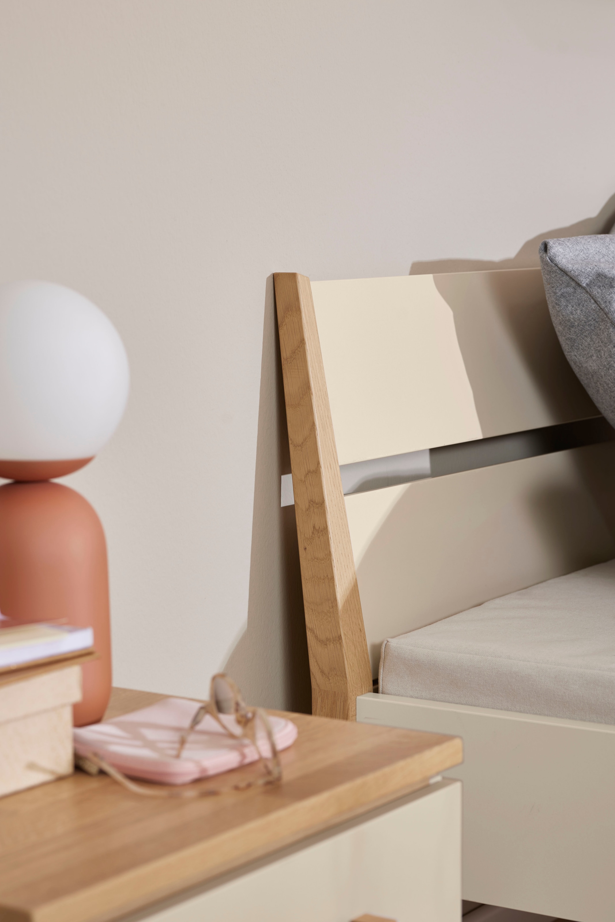 PAIDI Kinderbett »STIENE in verschiedenen Größen und Farben« 90/120/140x200cm - Beige, Grau, Eiche massiv,  Jugendbett mit Massivholz, pflegeleicht, langlebig, Jugendliege