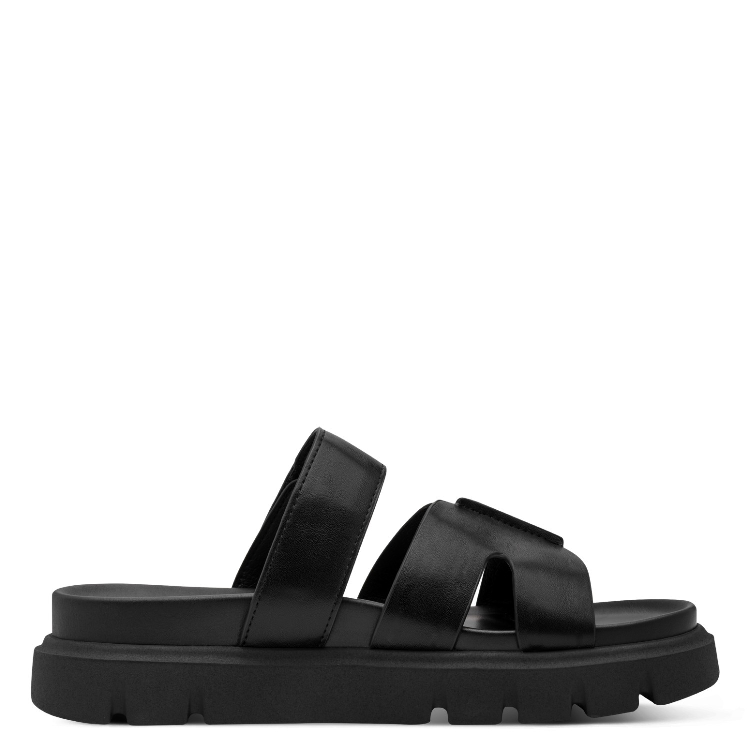 Pantolette TAMARIS, Damen, Gr. 38, schwarz, Lederimitat, unifarben, Schuhe Pantolette, Schlupfschuh, Sommerschuh mit modischer Plateausohle 3