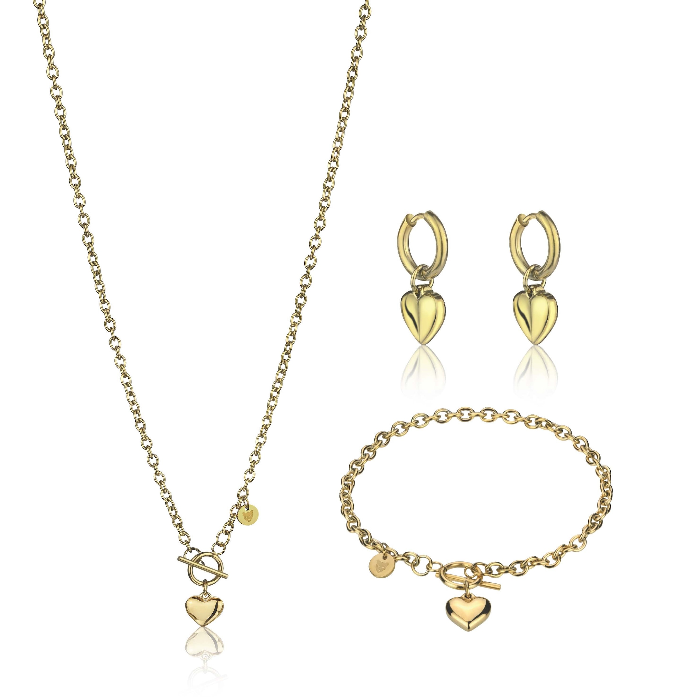 Ohrring und Ketten Set MARC LAUDER "MS008G", gold, Schmuck_Sets, Damen, 46cm/19.5cm, Edelstahl, 46cm/19.5cm