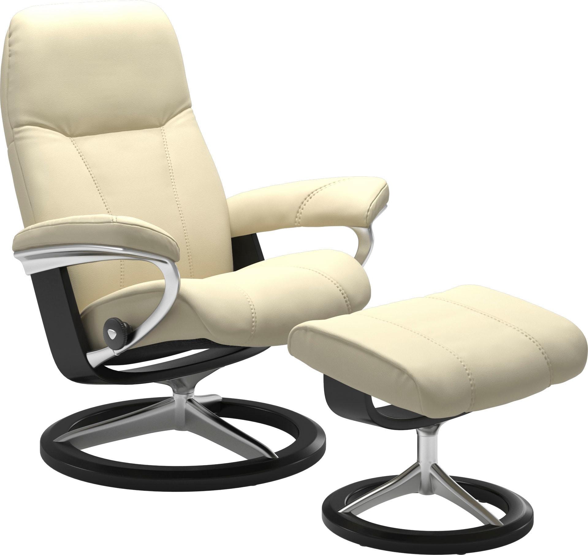 Stressless Relaxsessel "Consul" Set, Relaxsessel mit Hocker, mit Hocker, mit Signature Base, Größe S, Gestell Schwarz
