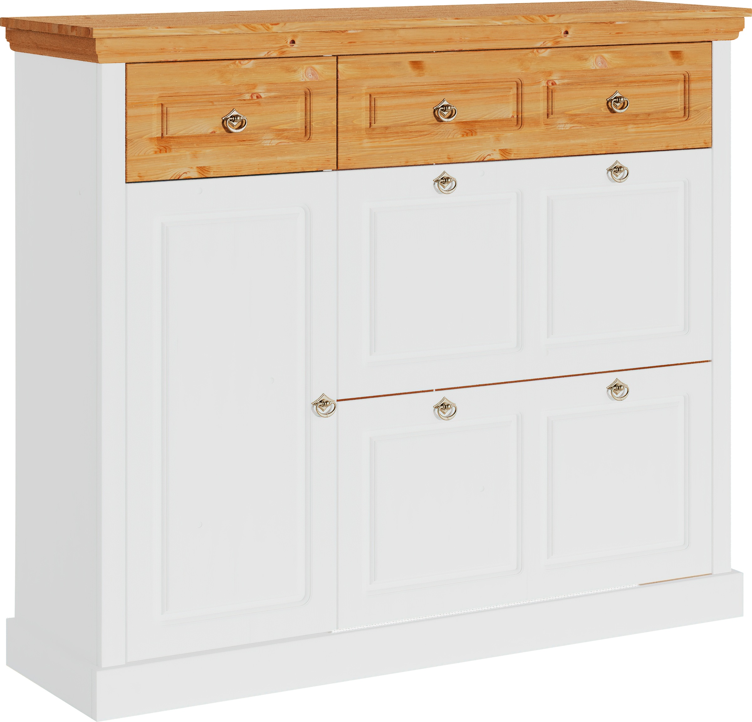 Home affaire Schuhschrank »Basilico«, Schuhkkommode, Breite 130 cm, Kassettenoptik, aus Massivholz, FSC®