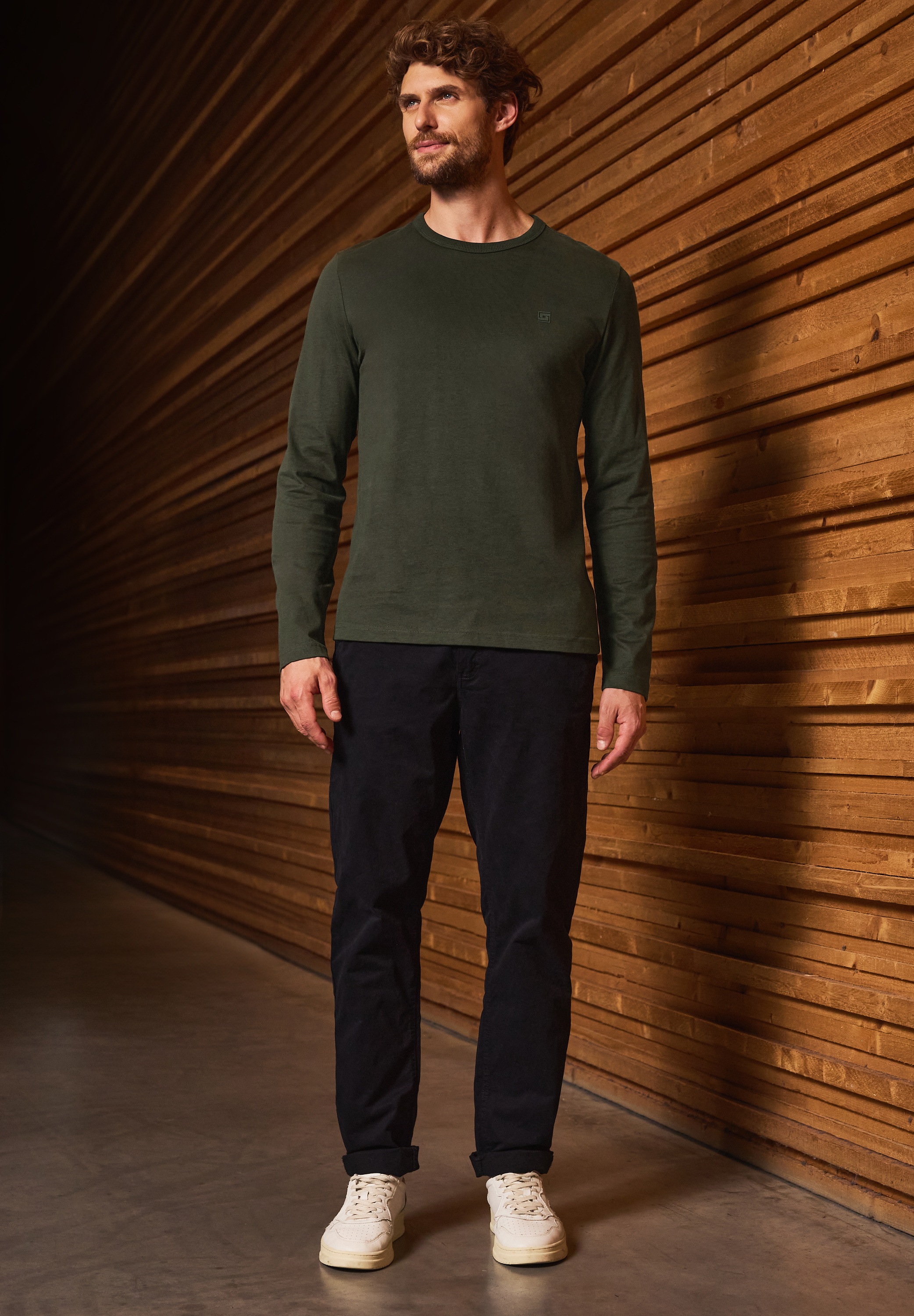 STREET ONE MEN Langarmshirt aus reiner Baumwolle günstig online kaufen