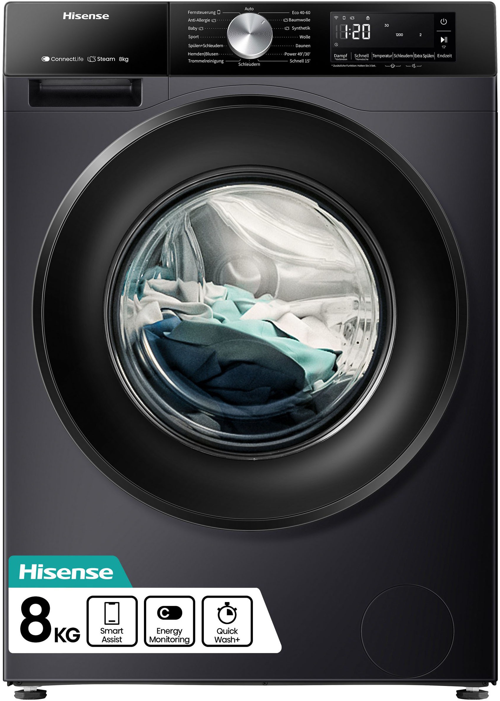 Hisense Waschmaschine 3S Serie »WF3S8043BB3« 8 kg 1400 U/min Wifi-ConnectLife