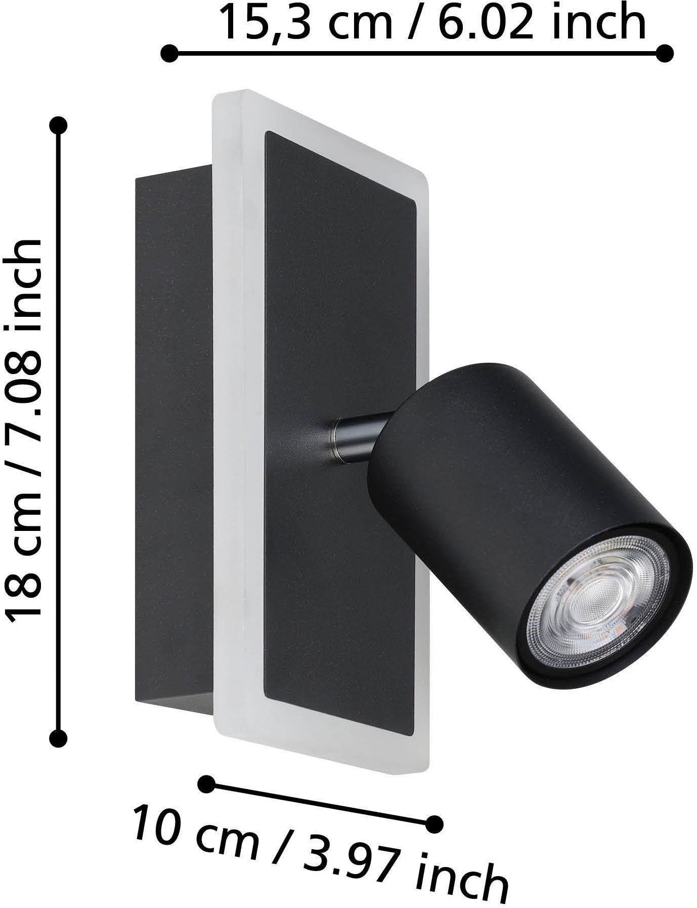 EGLO Deckenleuchte »Rimbocchi 1 Deckenlampe, Metall und Kunststoff, Spotbalken schwenkbar« LED-Modul 1 Stk. Warmweiß Spot - L18 x B10 x H14 cm - schwarz - 7W inkl.