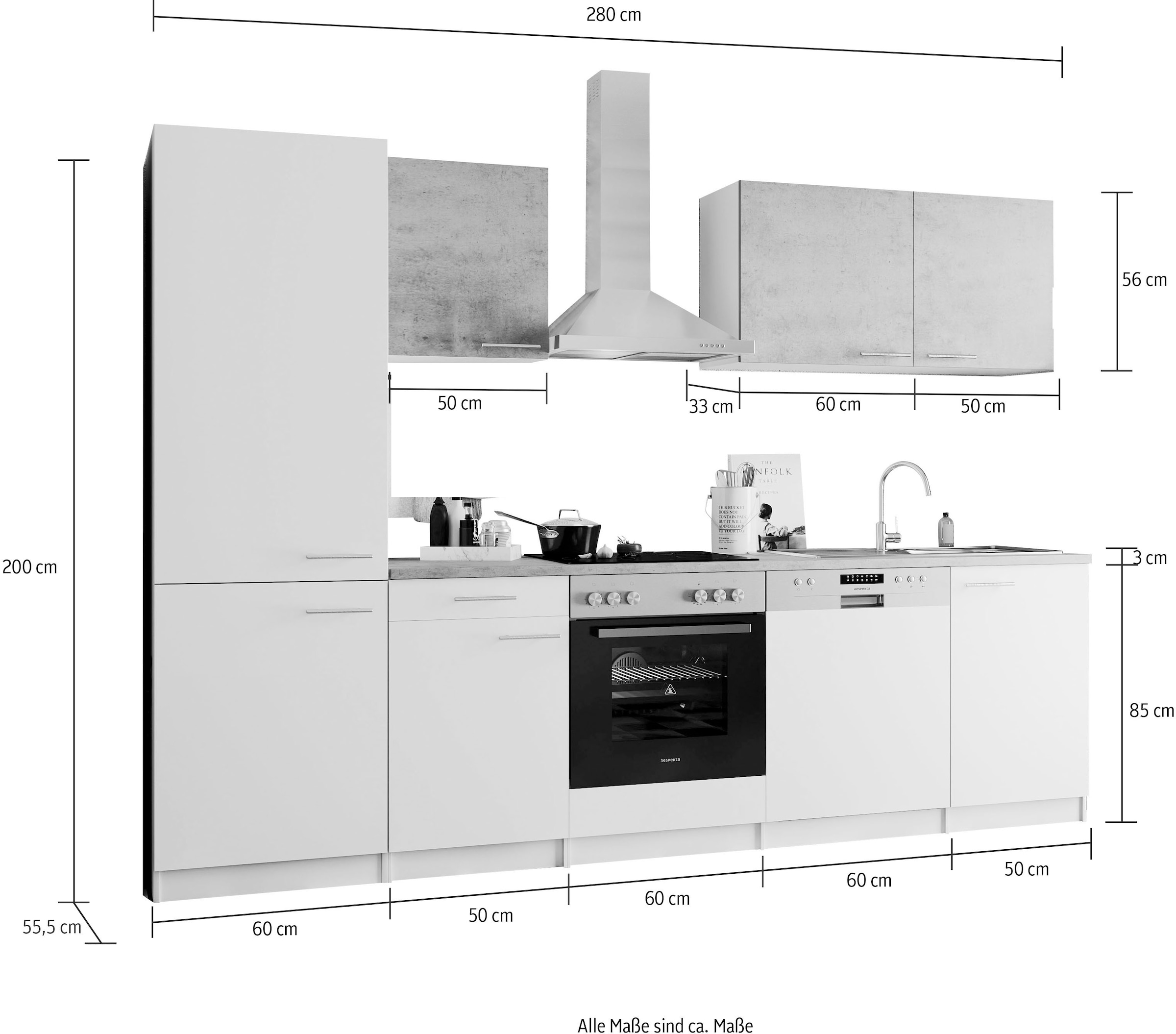 RESPEKTA Küchenzeile »Malia«, Breite 280 cm, mit Soft-Close