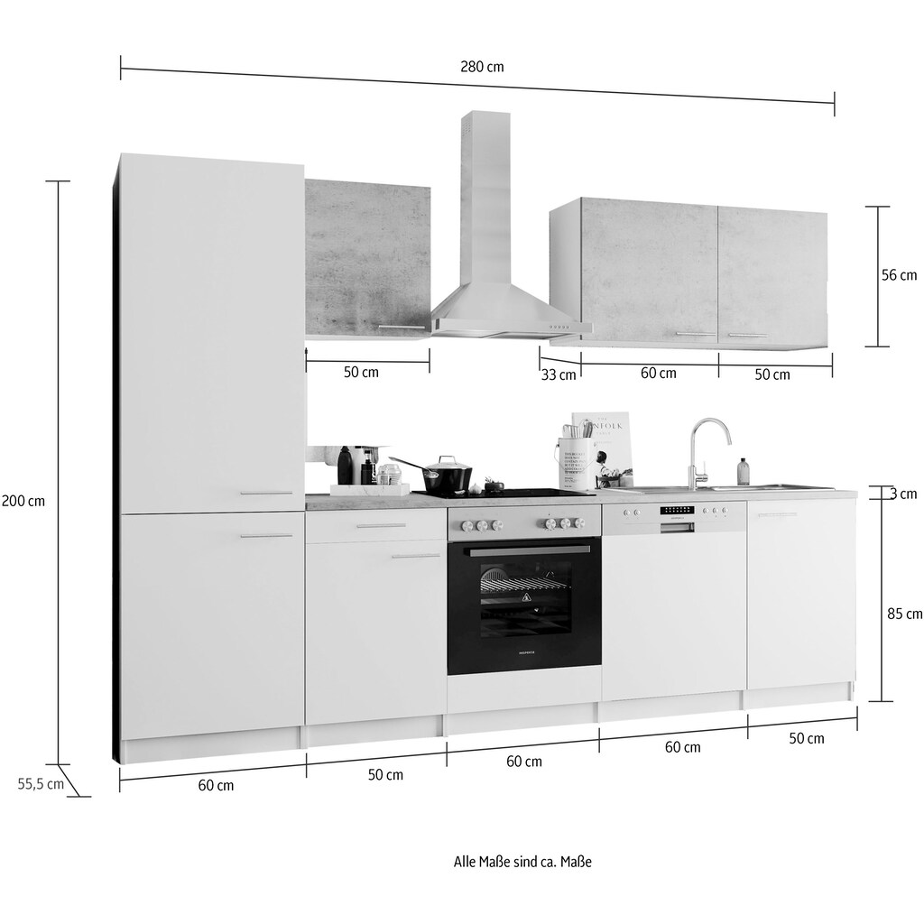 RESPEKTA Küchenzeile »Malia«, Breite 280 cm, mit Soft-Close
