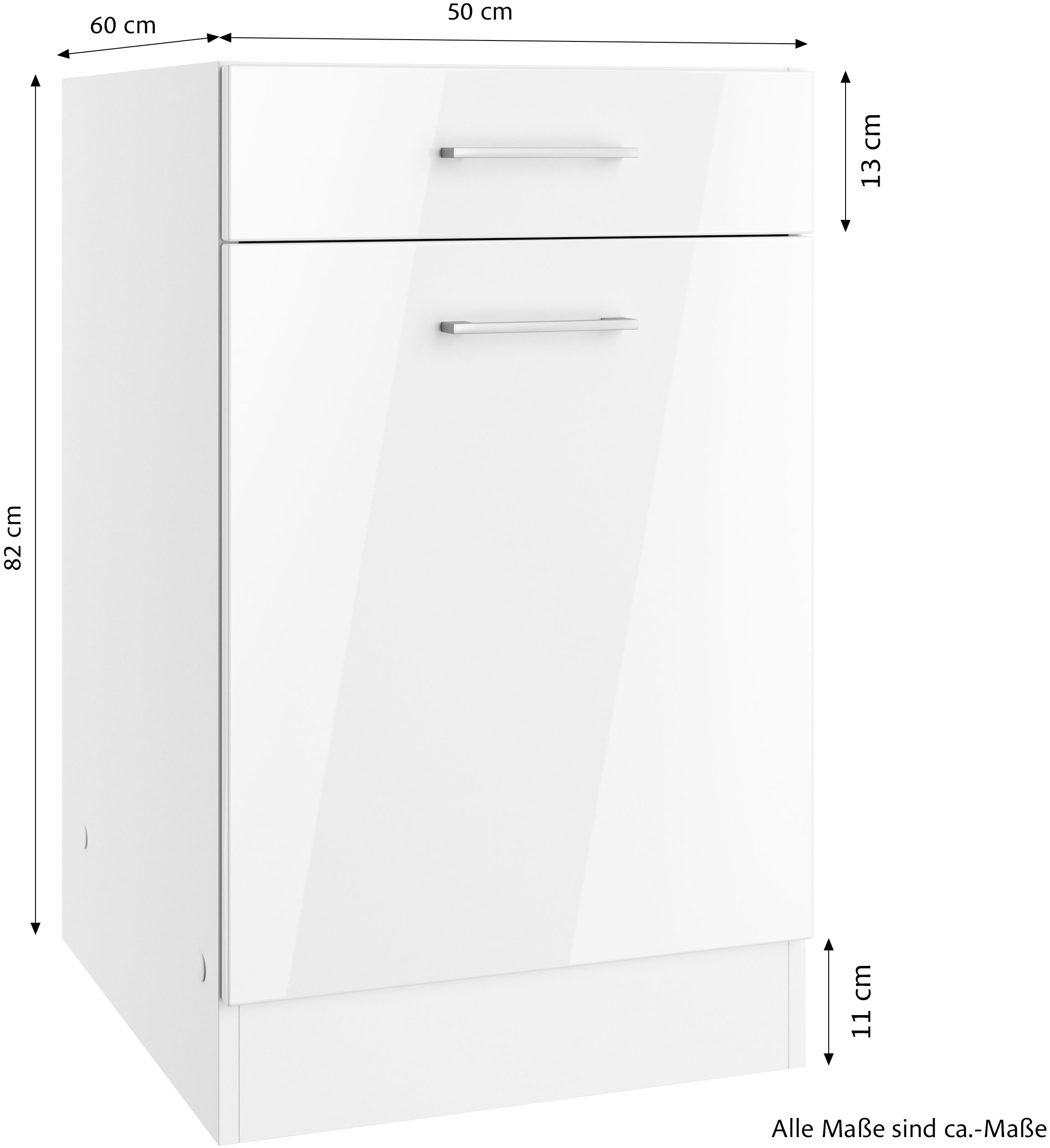 KOCHSTATION Unterschrank »KS-Milan«, Unterschrank 50 cm, matte oder hochglänzende Fronten