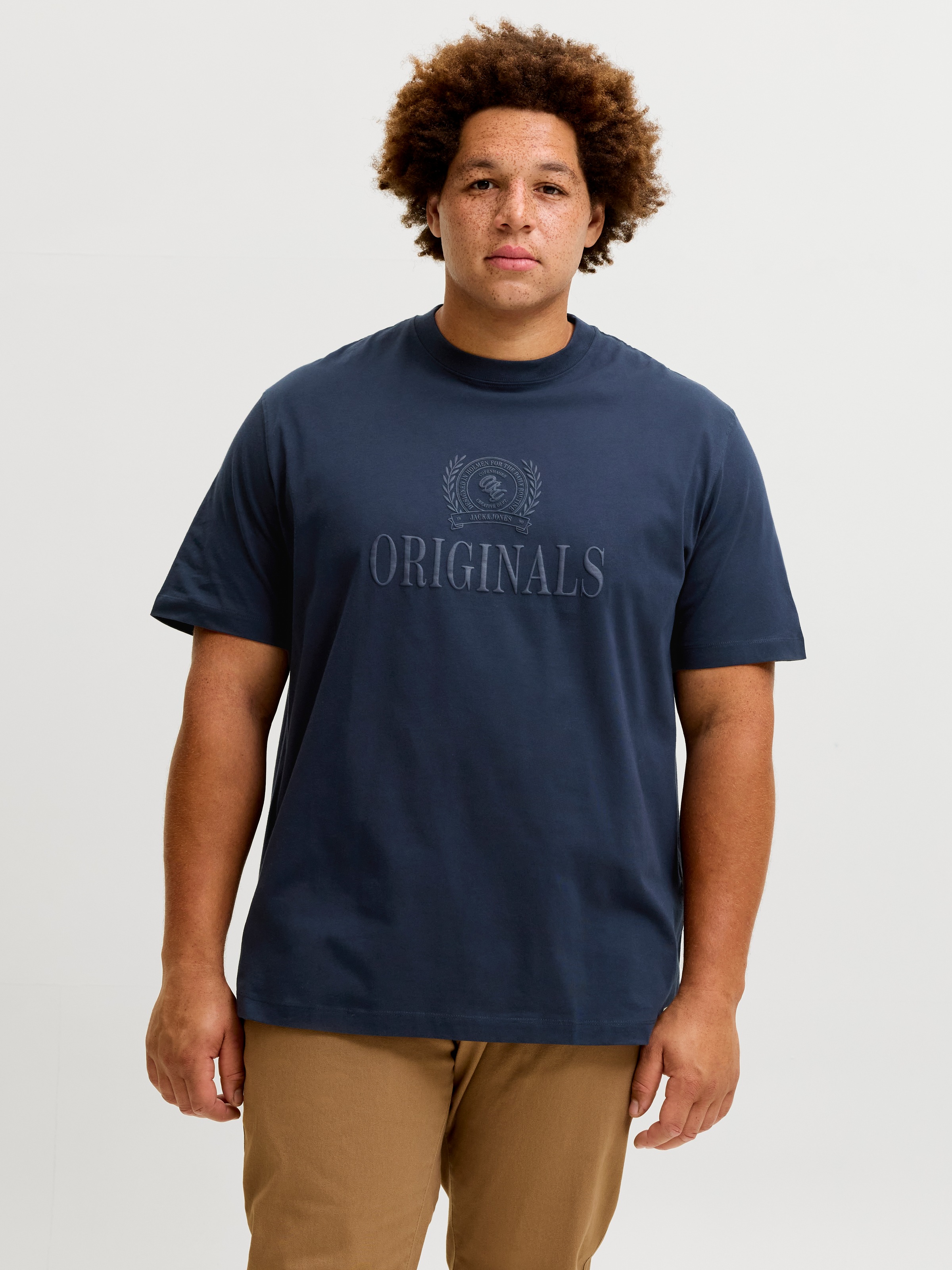 Jack & Jones PlusSize T-Shirt "Jorfrederiksberg Monogram Tee Ss Cn Pls" Baumwolle