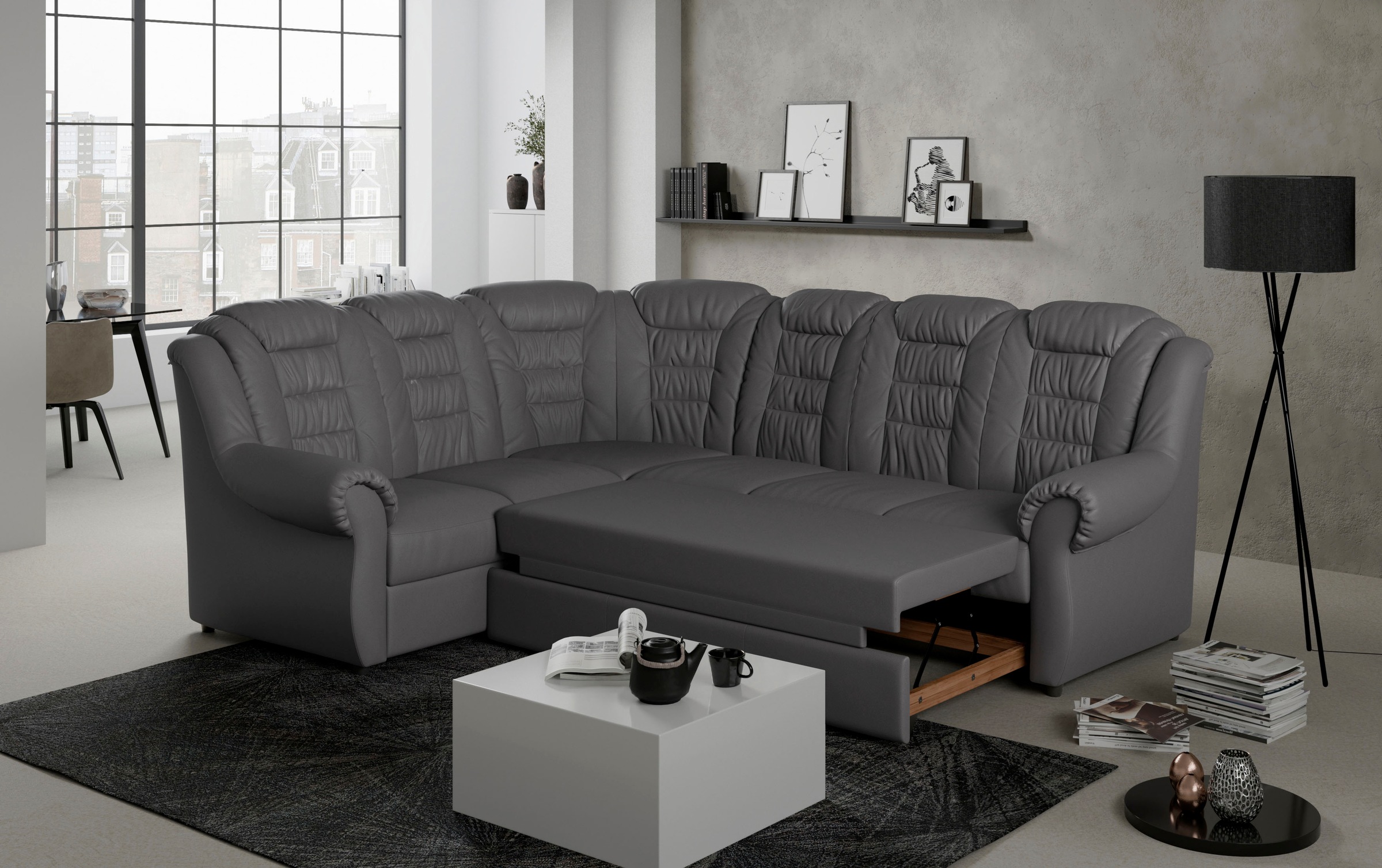 Home affaire Ecksofa "Boston L-Form" mit hoher Rückenlehne, wahlweise mit B günstig online kaufen