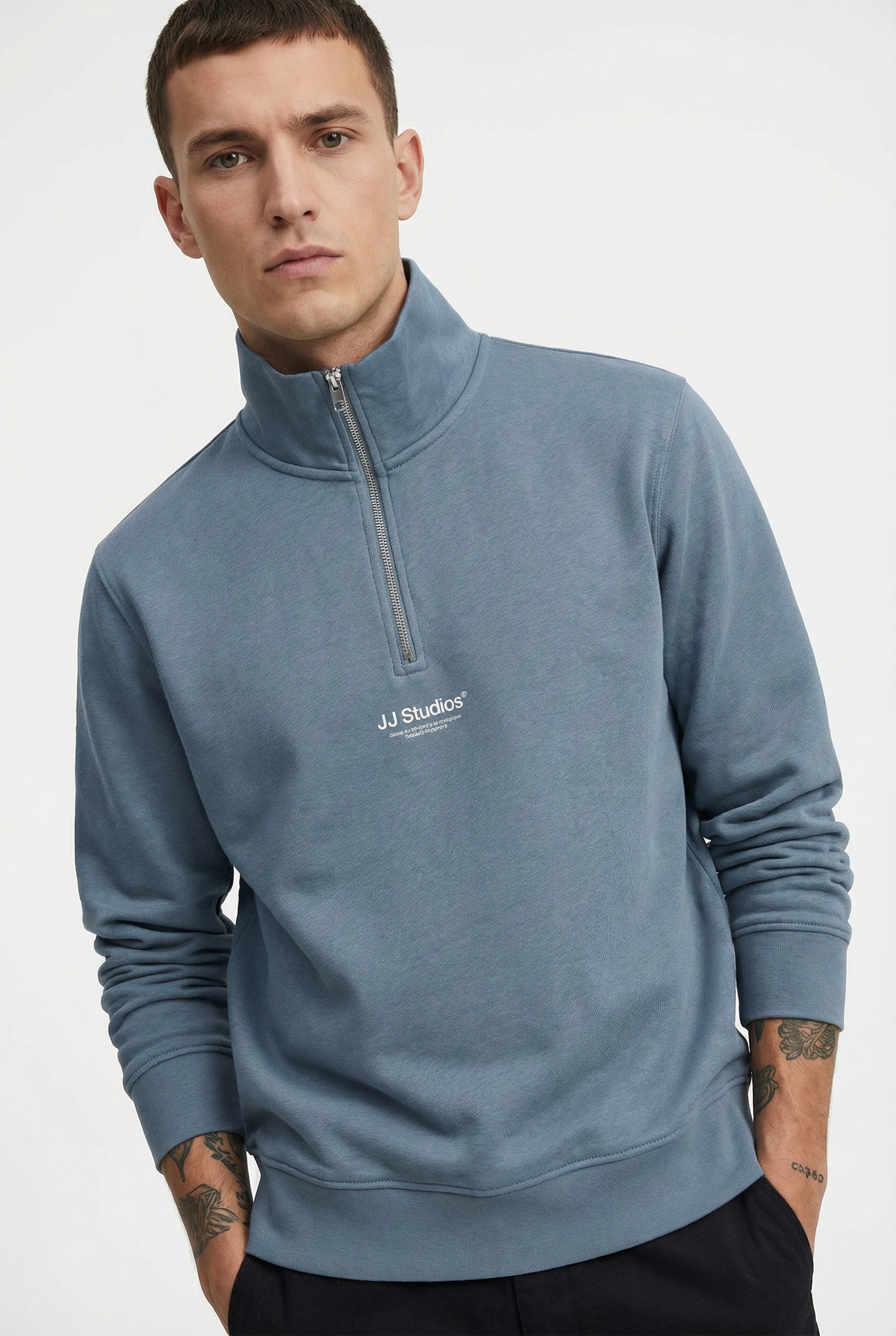 Jack & Jones Sweatshirt "JJESOHO SWEAT QUARTER ZIP HN NOOS", Baumwollmischung, relaxed fit