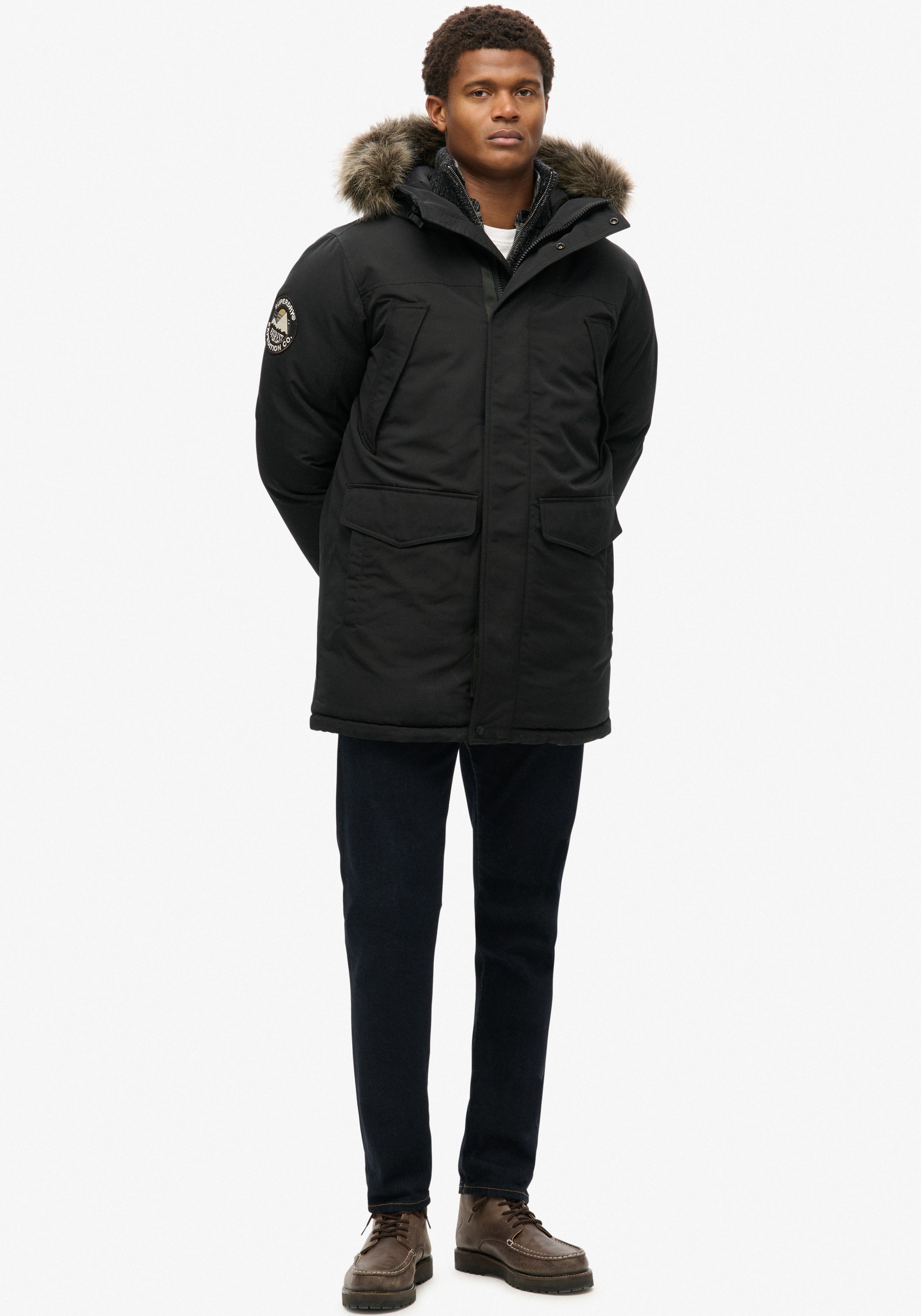 Superdry Parka »EVEREST FAUX FUR PARKA JACKET«, mit Kapuze