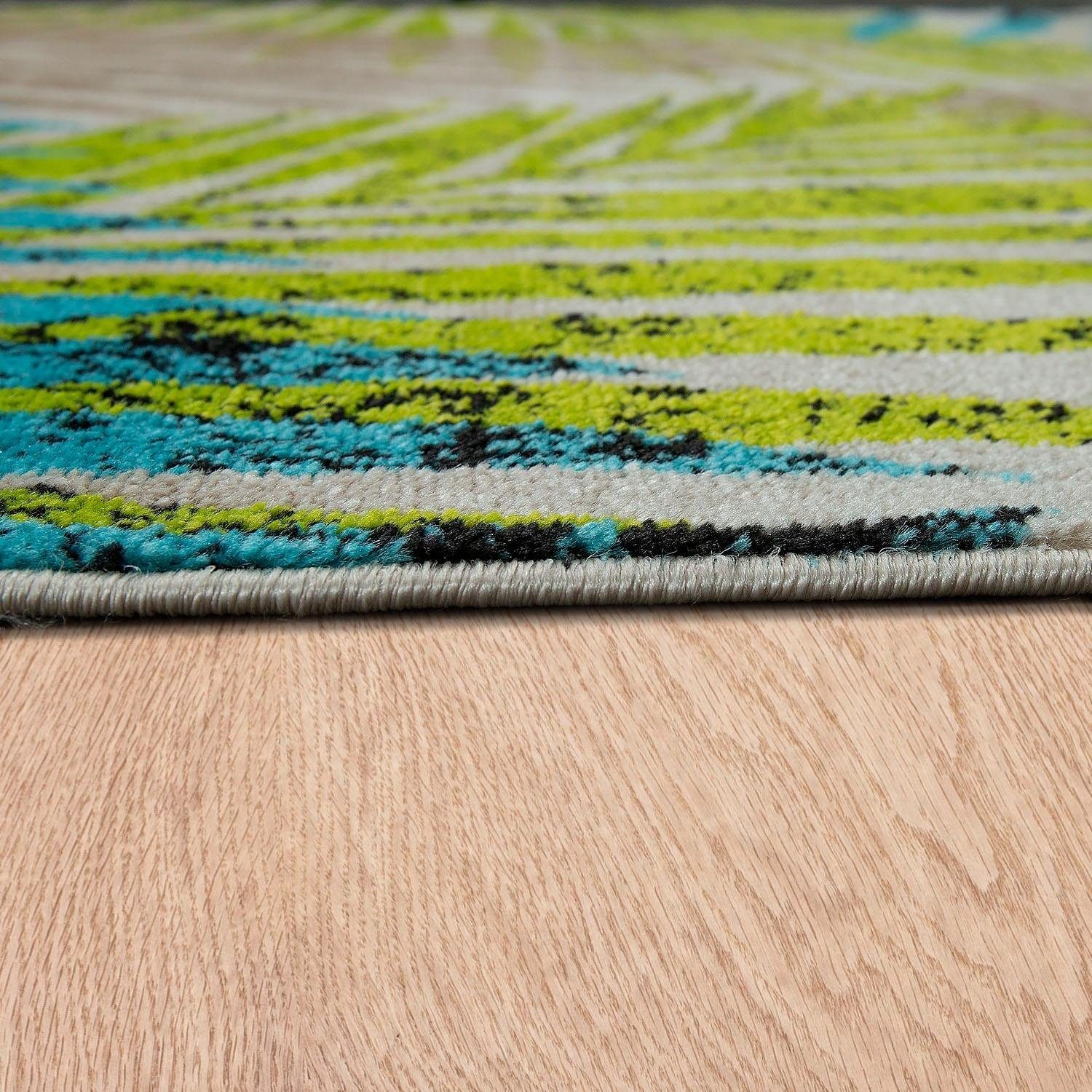 Paco Home Teppich »Metro 162«, rechteckig, 12 mm Höhe, Kurzflor, Motiv Blätter, ideal im Wohnzimmer & Schlafzimmer