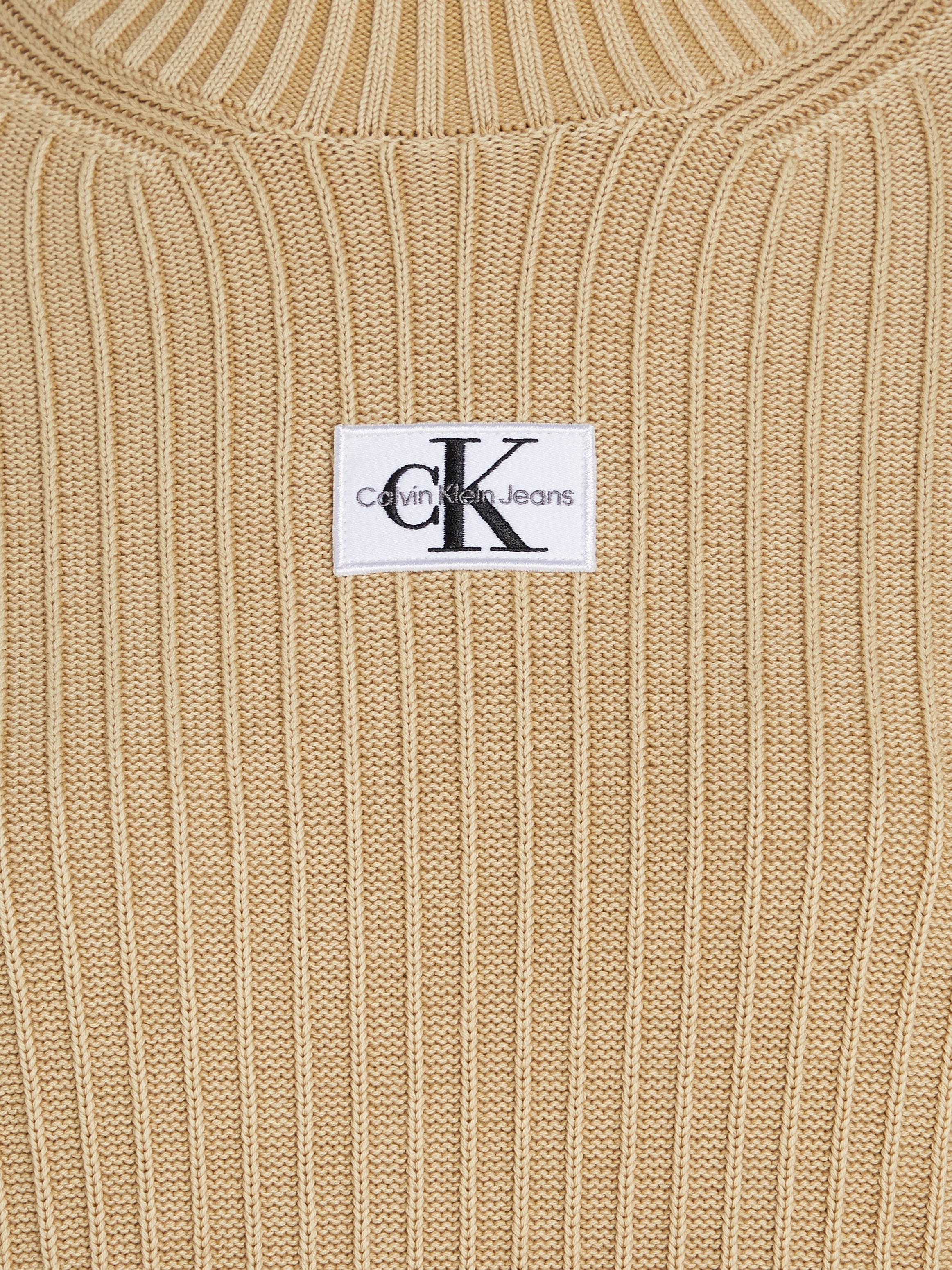 Calvin Klein Jeans Strickkleid »WASHED MONOLOGO SWEATER DRESS«, mit Stehkragen